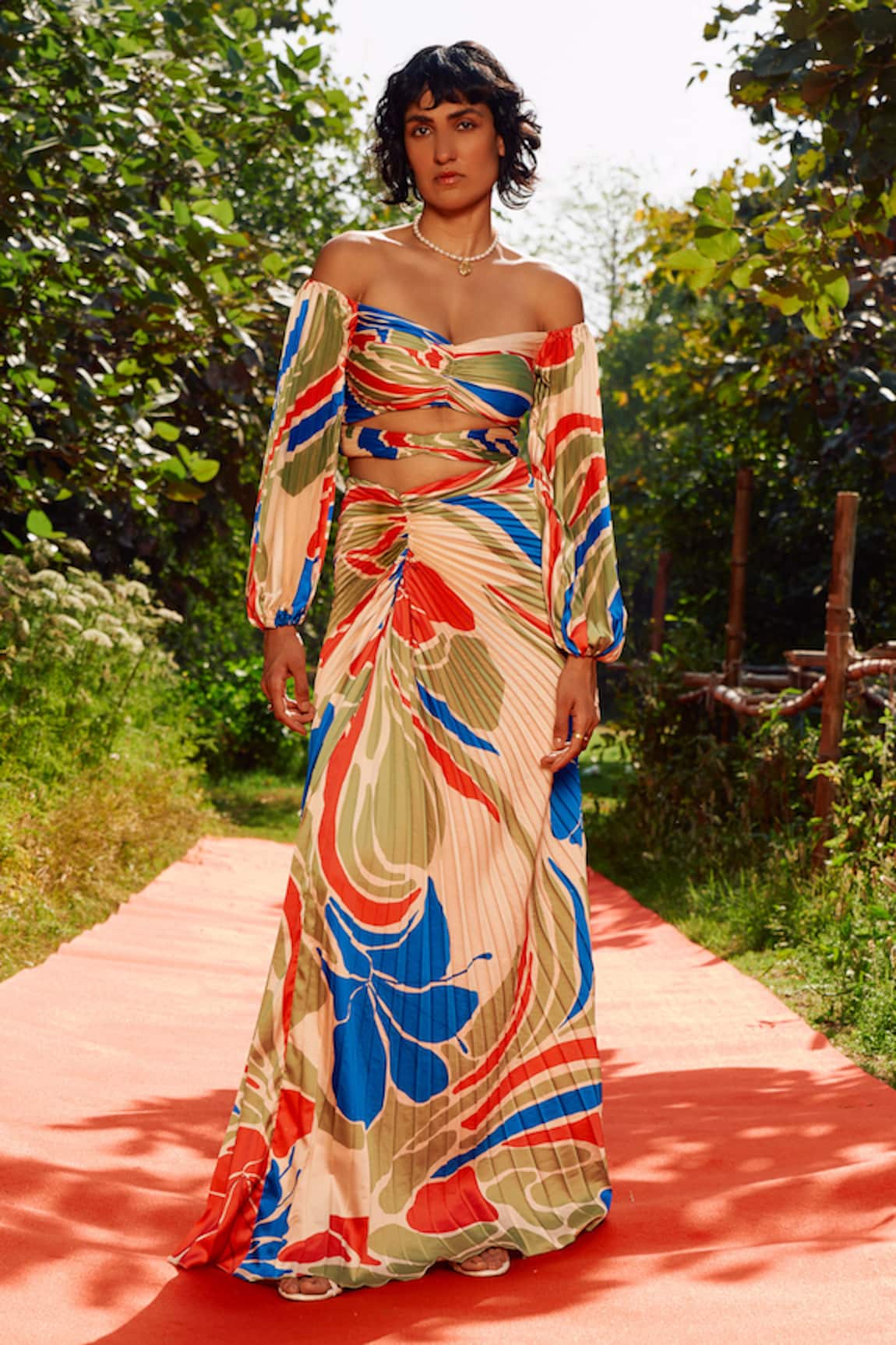 Zwaan Multi Color Satin Sandra Skirt Set 