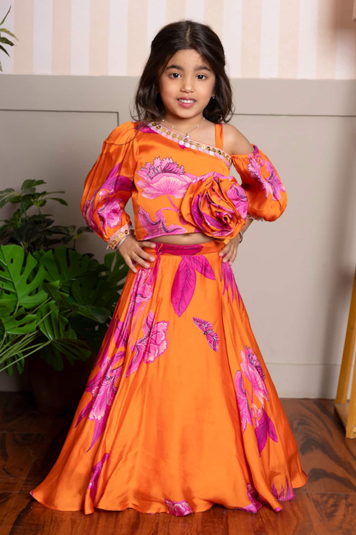 Kirti Agarwal - Pret N Couture Designer Vibrant Orange Lehenga Set 