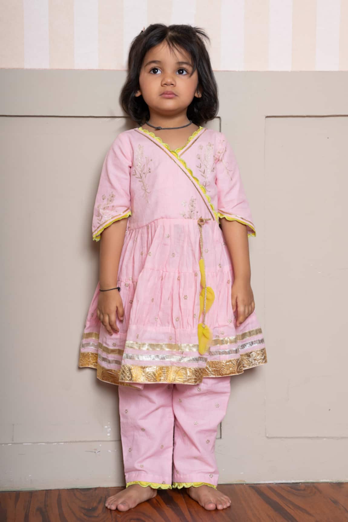 Kirti Agarwal - Pret N Couture Pink Chanderi Cotton Angrakha Kurta Set 