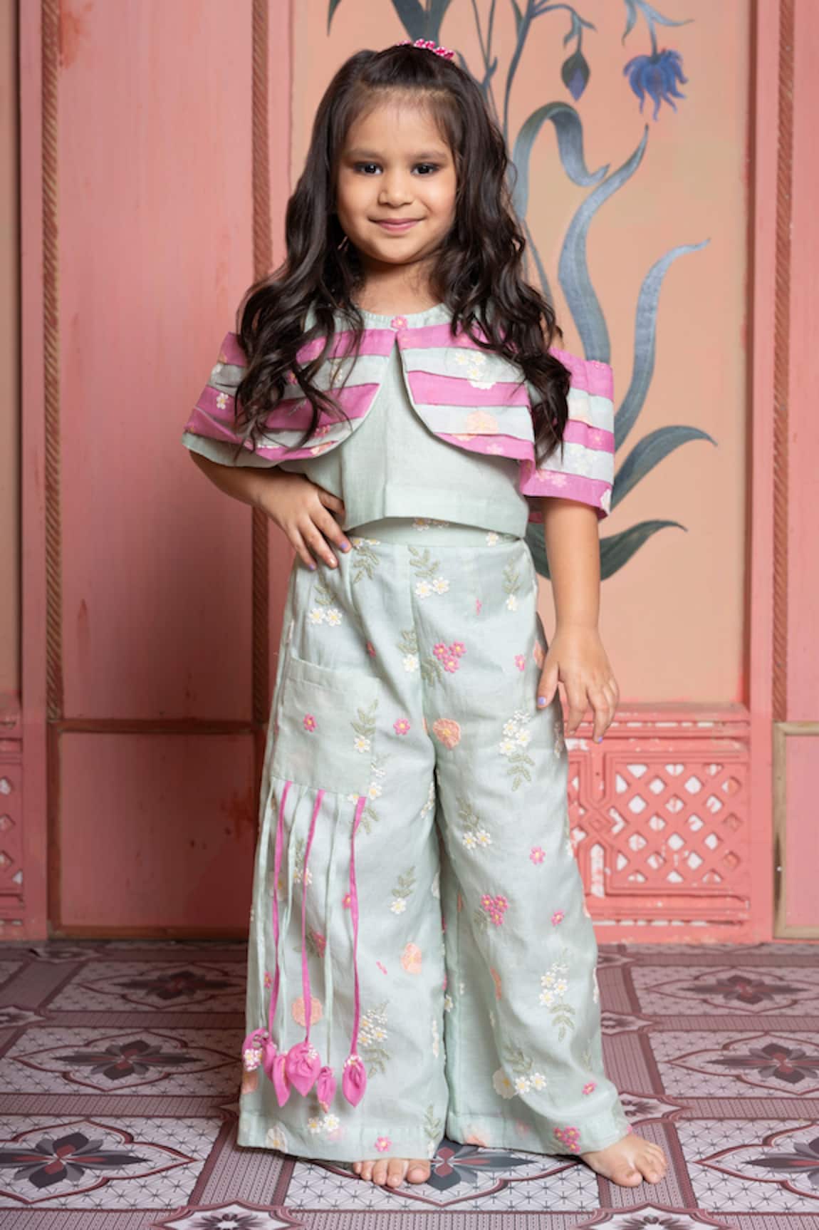 Kirti Agarwal - Pret N Couture Sea Green Chanderi Silk Top & Palazzo Set 