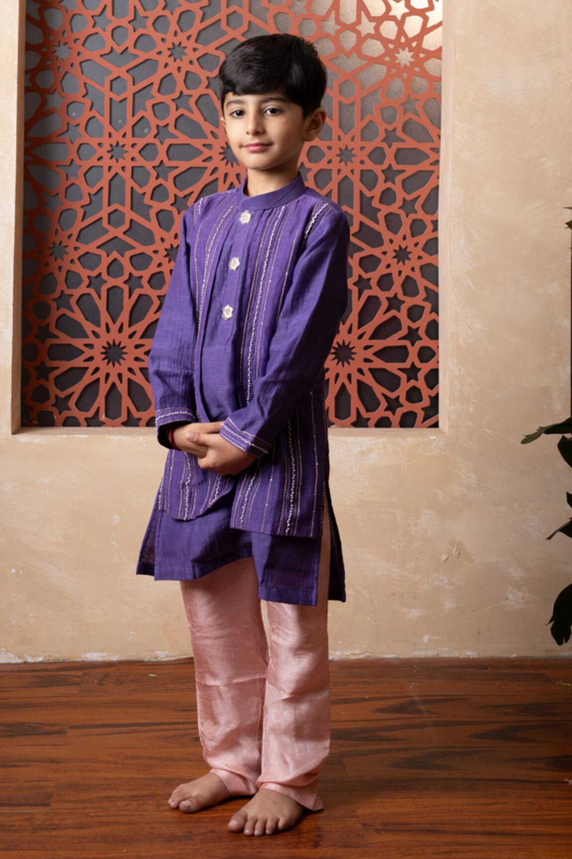 Kirti Agarwal - Pret N Couture Purple Chanderi Kurta & Pant Set 