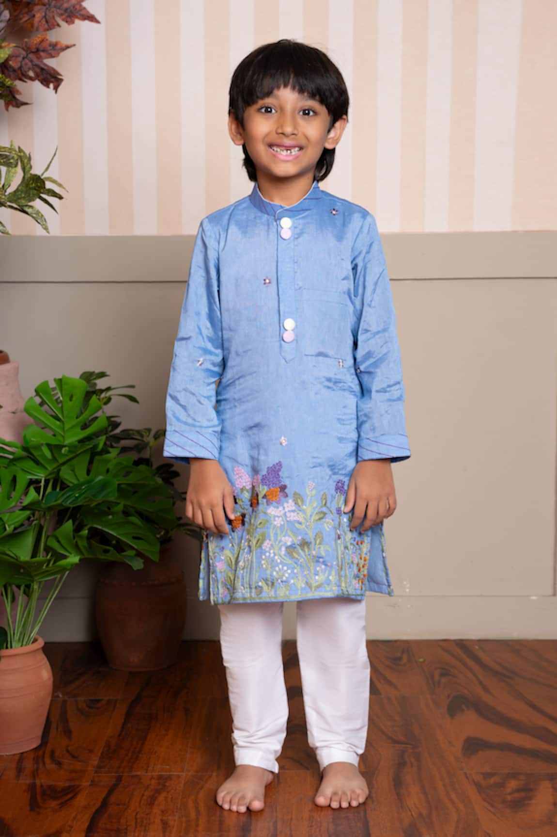 Kirti Agarwal - Pret N Couture Blue Designer Kurta & Pyjama Set 