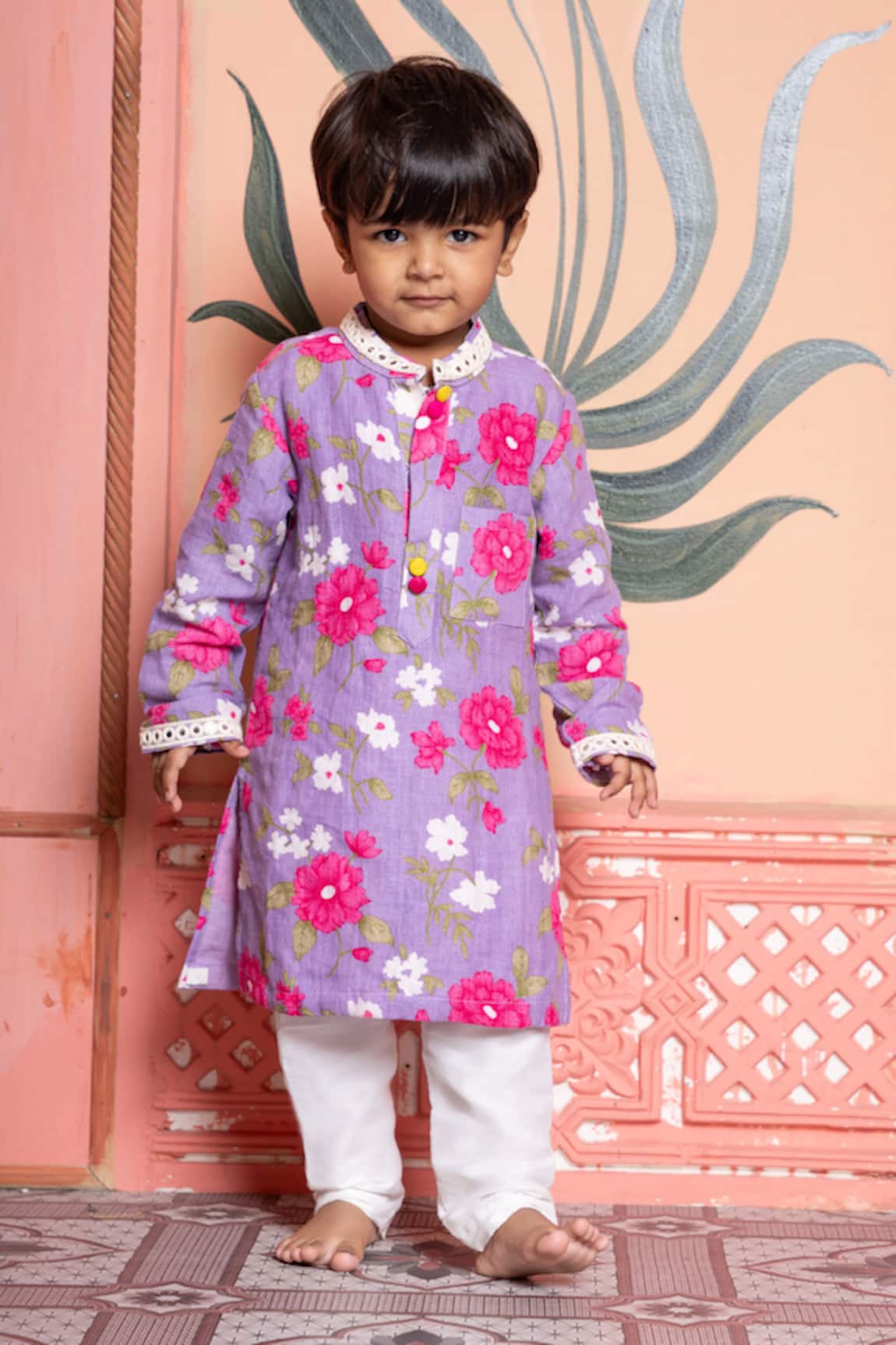 Kirti Agarwal - Pret N Couture Lavender Floral Kurta & Pyjama Set 