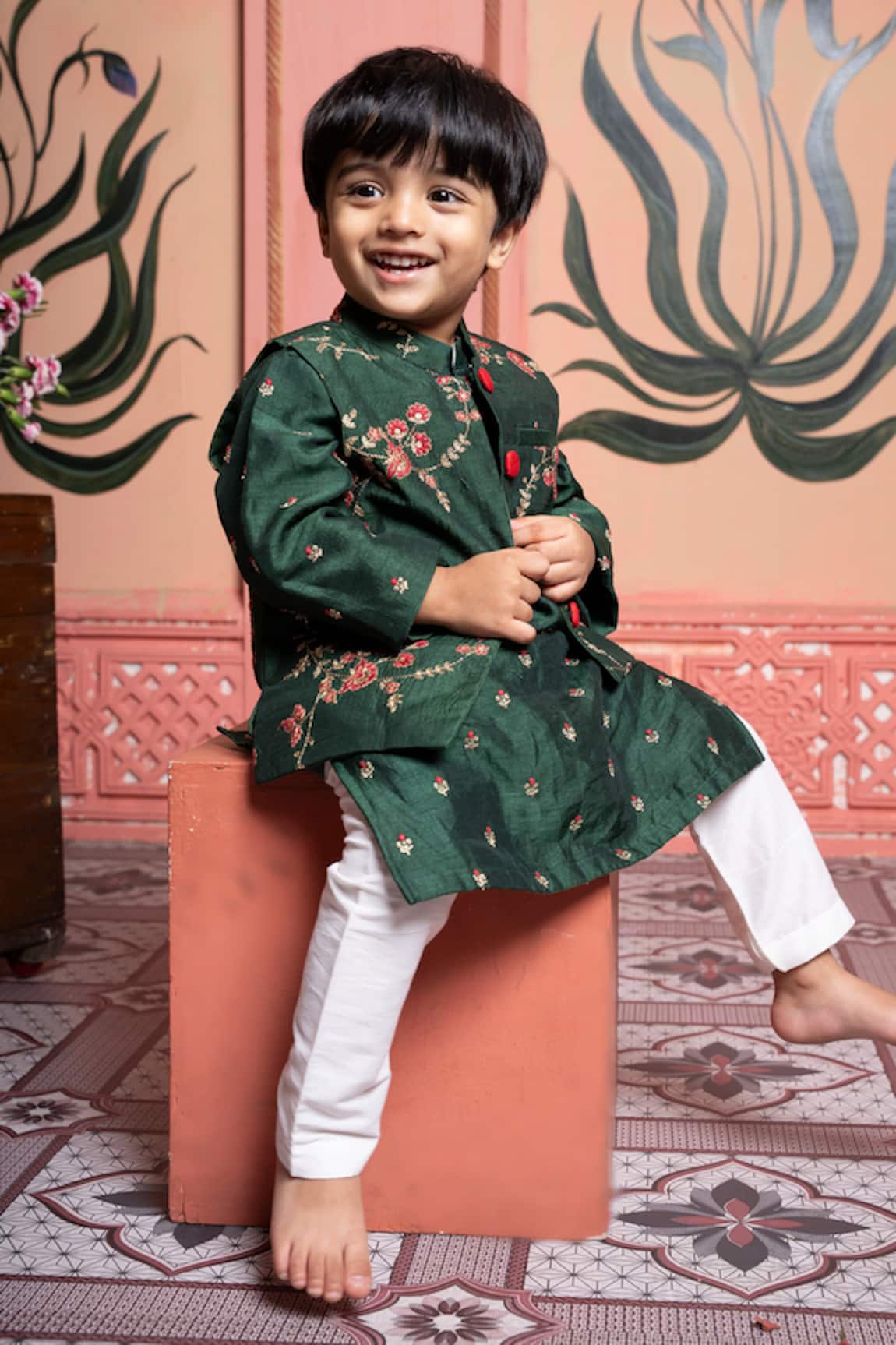 Kirti Agarwal - Pret N Couture Dark Green Embroidered Kurta Set 