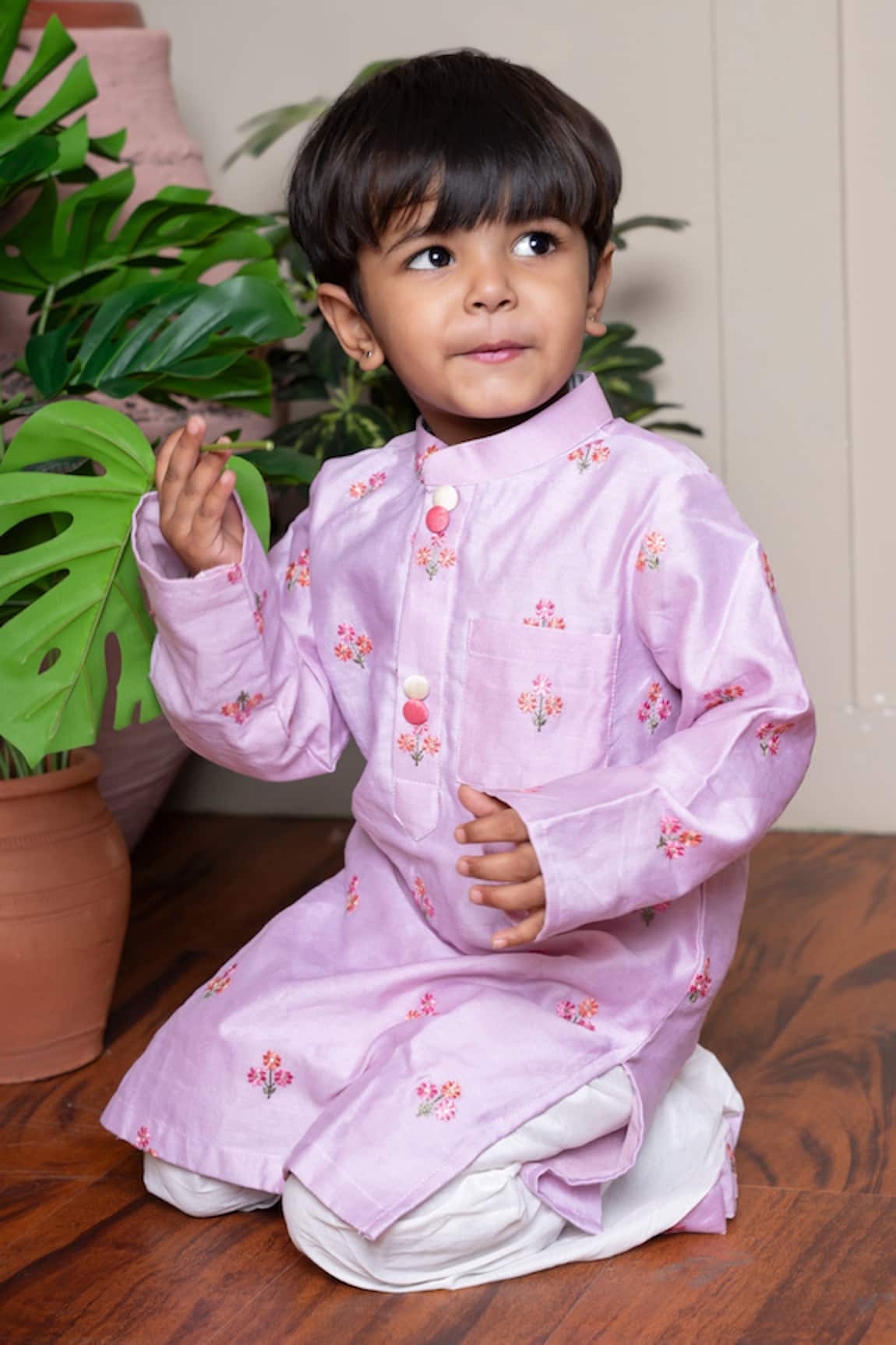 Kirti Agarwal - Pret N Couture Lavender Embroidered Kurta & Dhoti Pant Set 