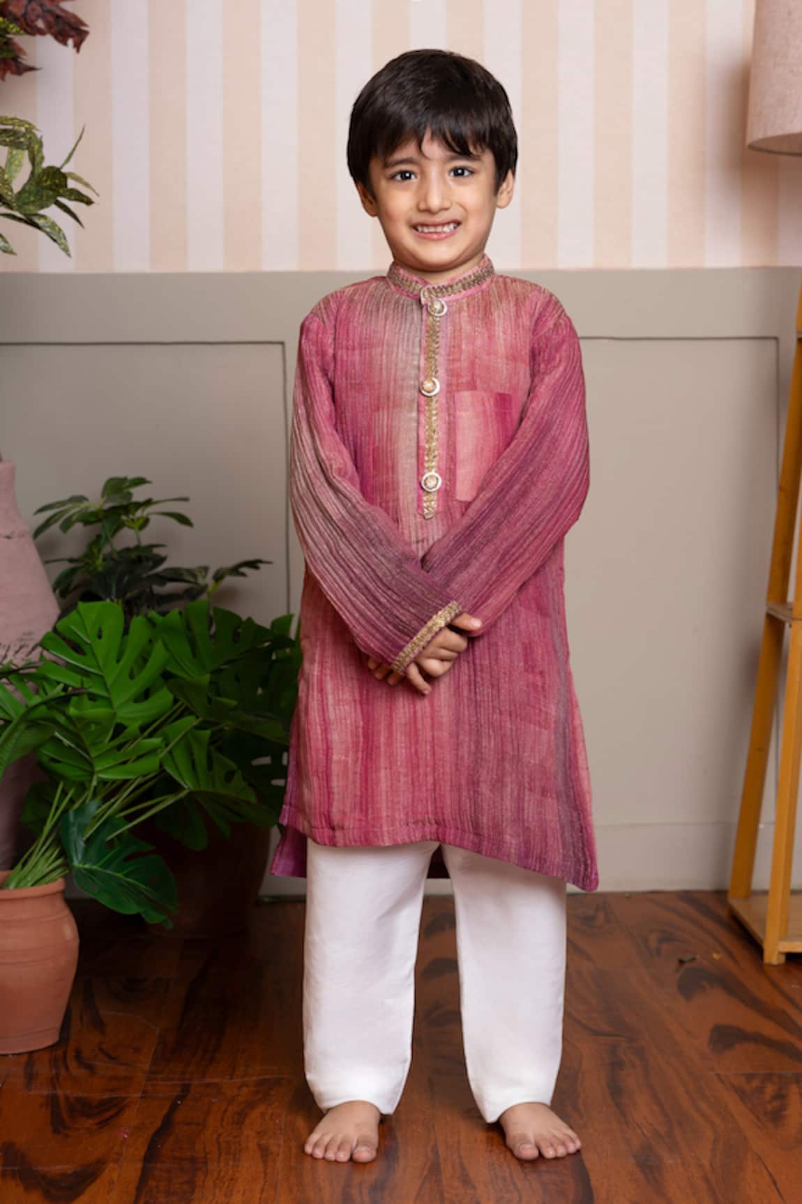 Kirti Agarwal - Pret N Couture Maroon-Pink Kurta & Pyjama Set 
