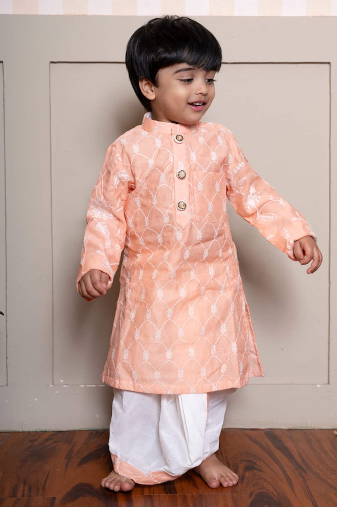 Kirti Agarwal - Pret N Couture Peach Kurta & Dhoti Pant Set 