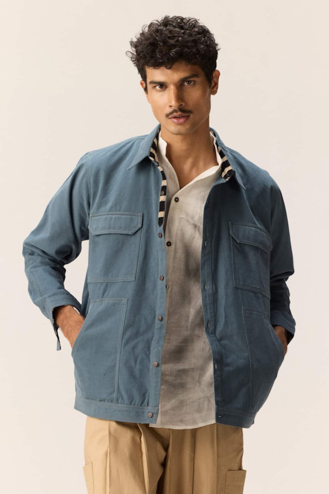 Kharakapas Blue Twill Shacket 