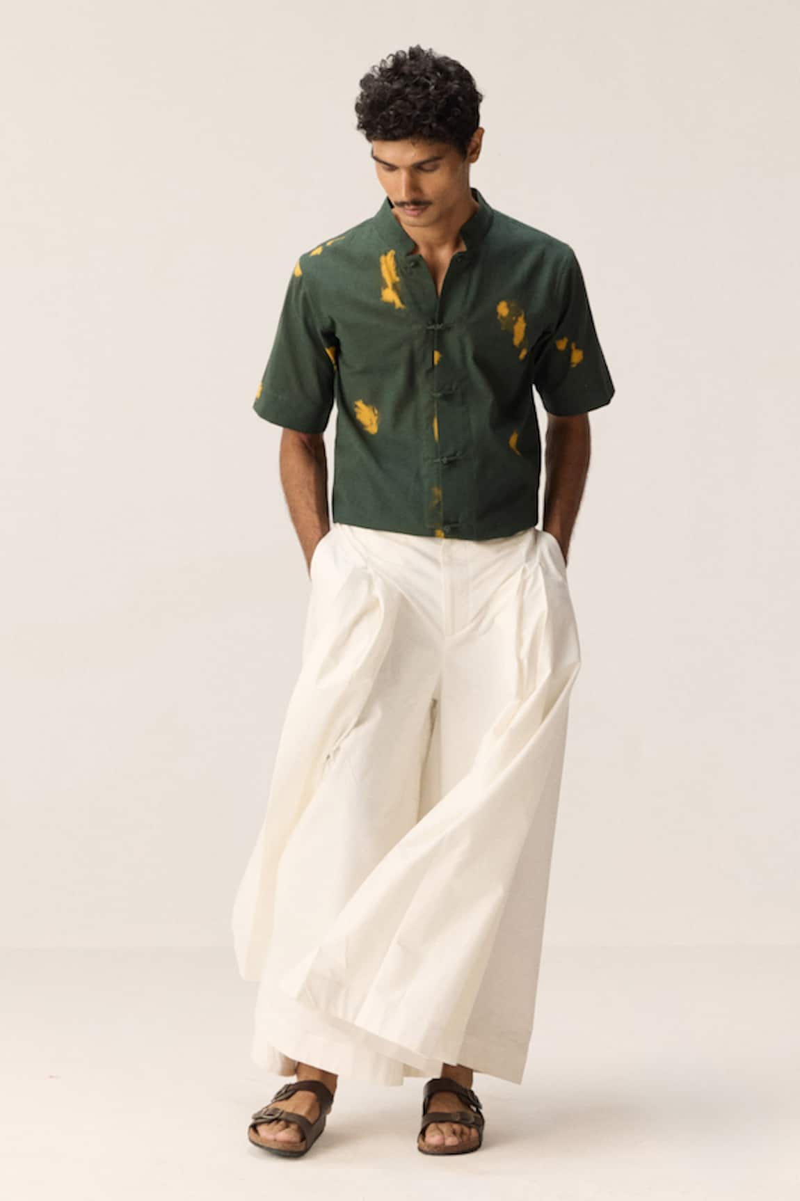 Kharakapas Flared White Oxford Trousers 