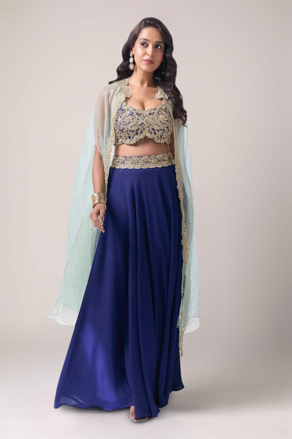 Neha Mehta Couture Placement Hand Embroidered Lehenga Set 