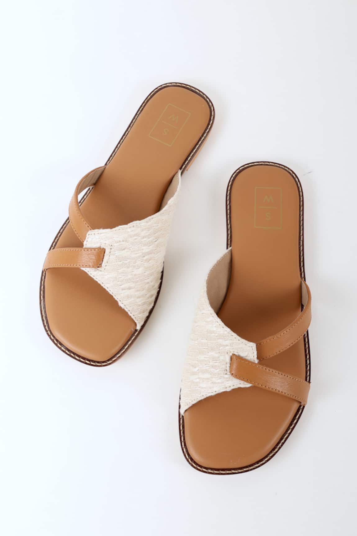 Sandalwali Emma Tan Brown & White Sandals 