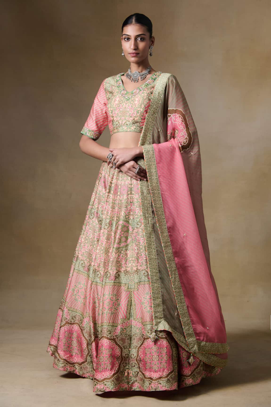 Saundh Rani Pink Printed Lehenga Set