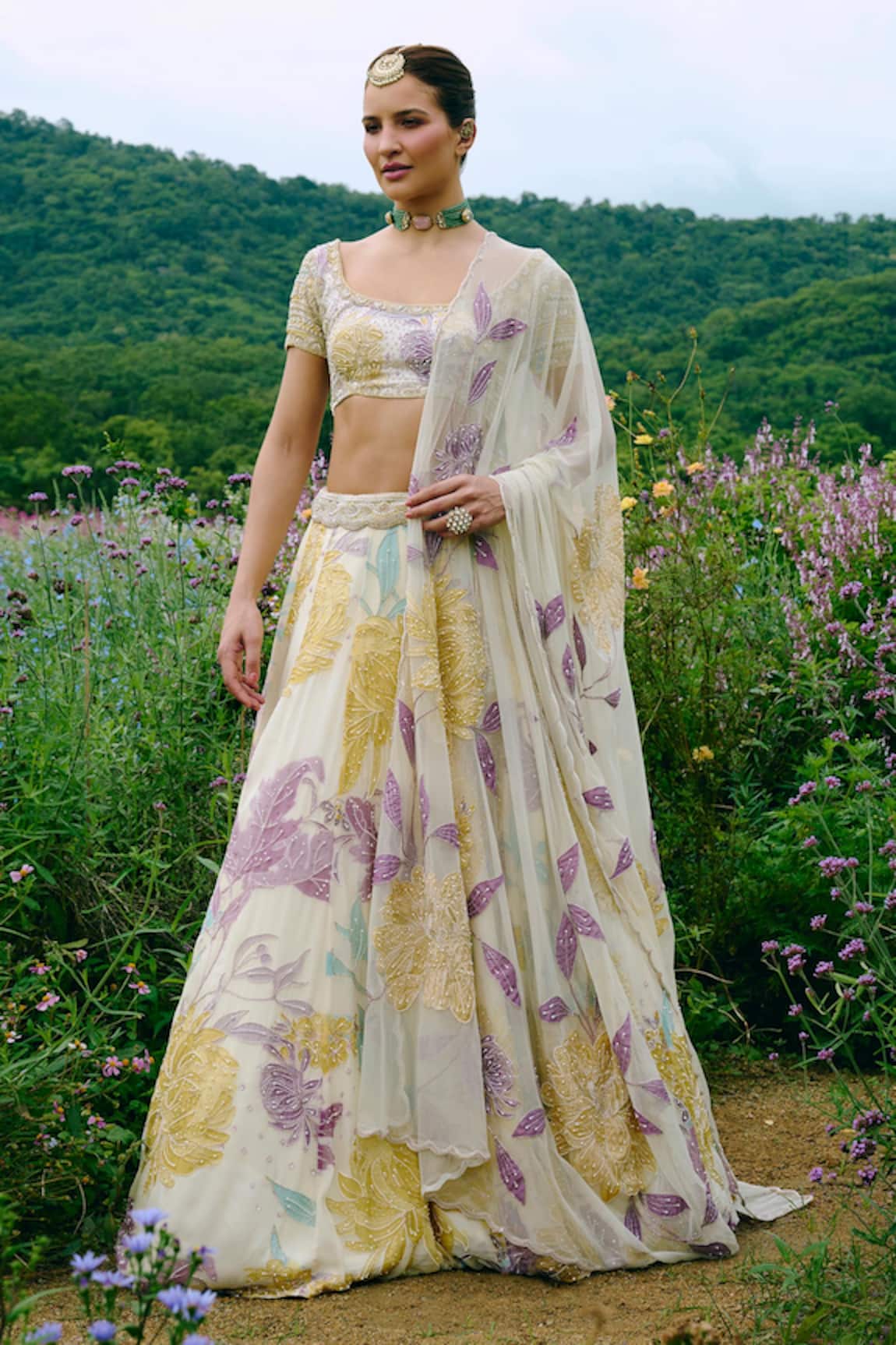 Charu And Vasundhara Floral Embroidered Lehenga Set 