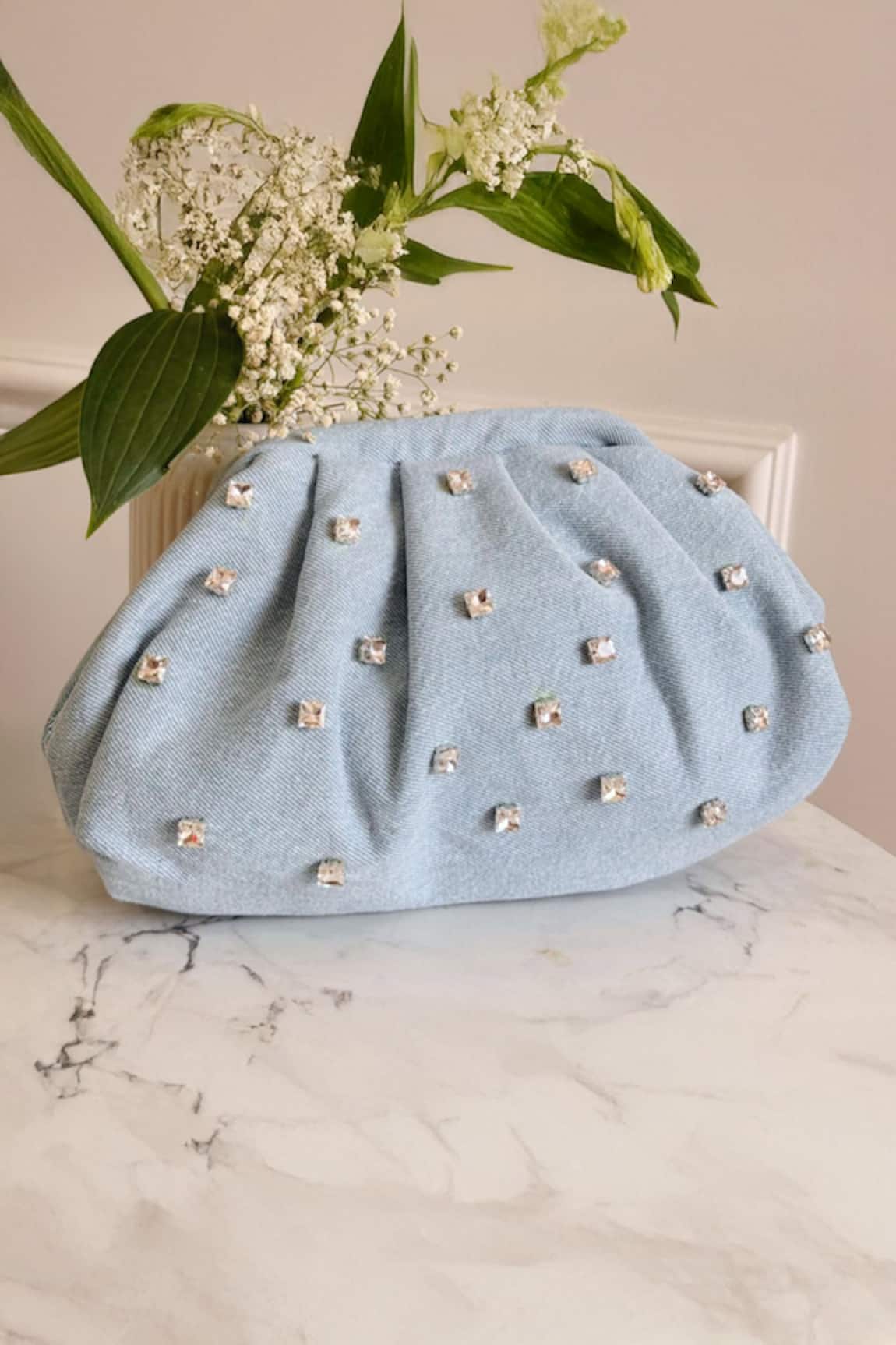 Boxwish By Bhumika Denim Rhinestone Cloud Bag 