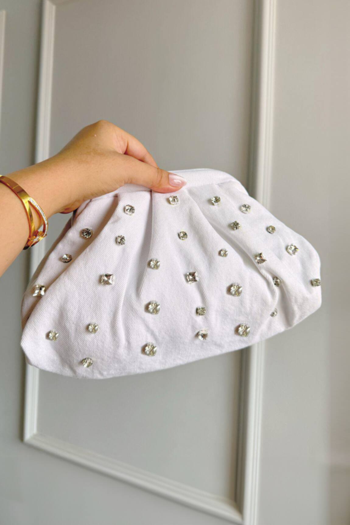 Boxwish By Bhumika Denim Rhinestone Cloud Bag 