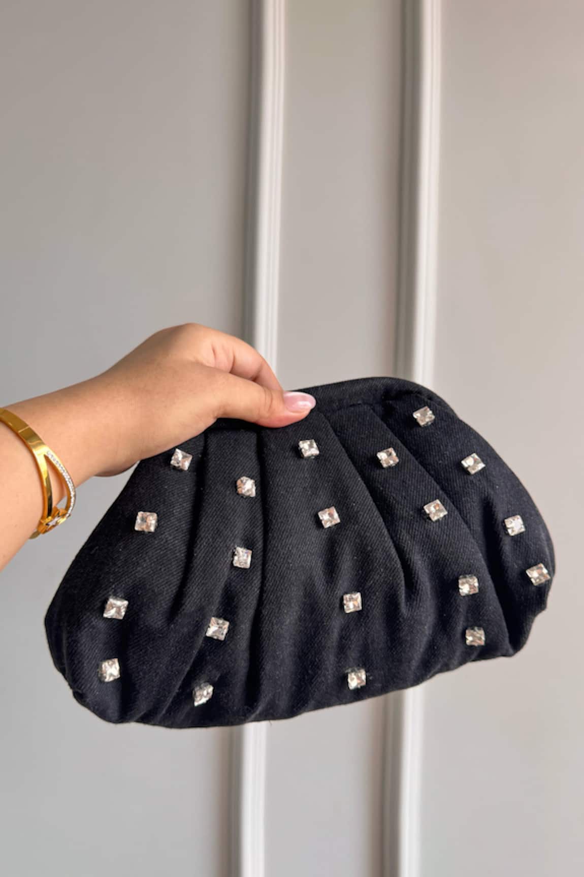 Boxwish By Bhumika Denim Rhinestone Cloud Bag 