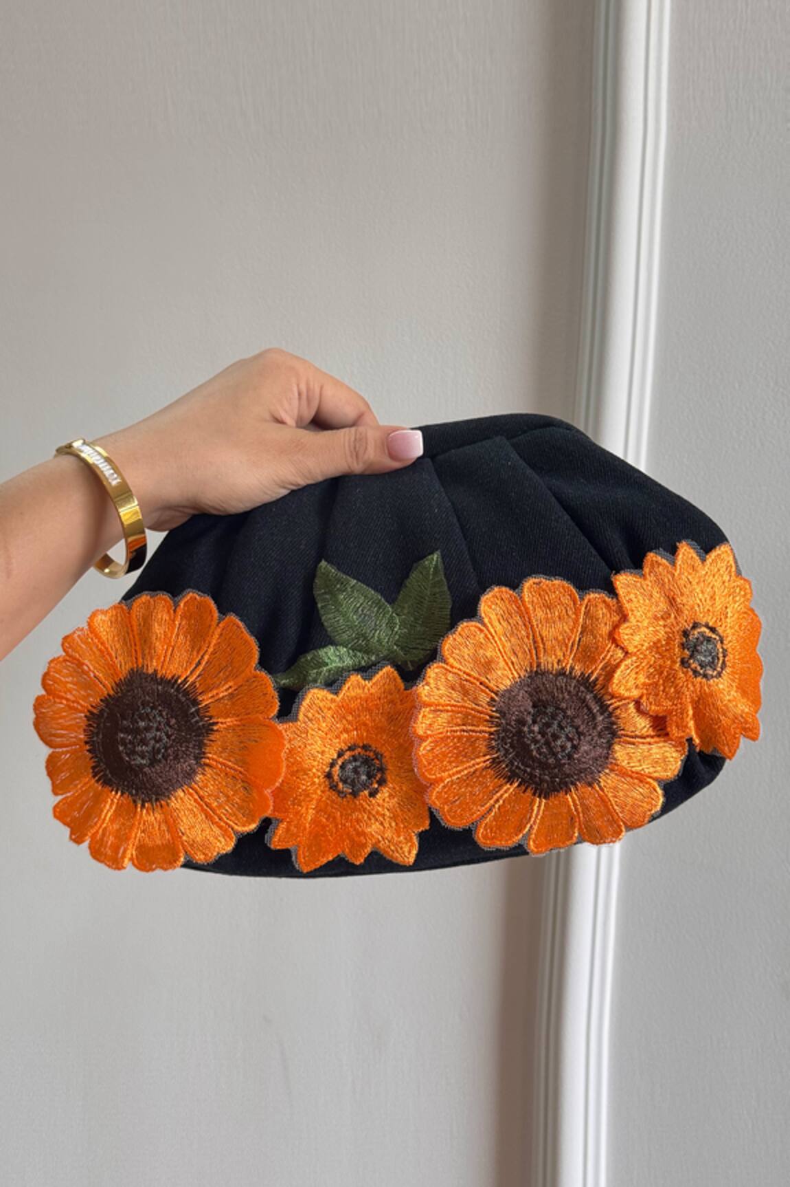 Boxwish By Bhumika 3D Applique Floral Black Bag 