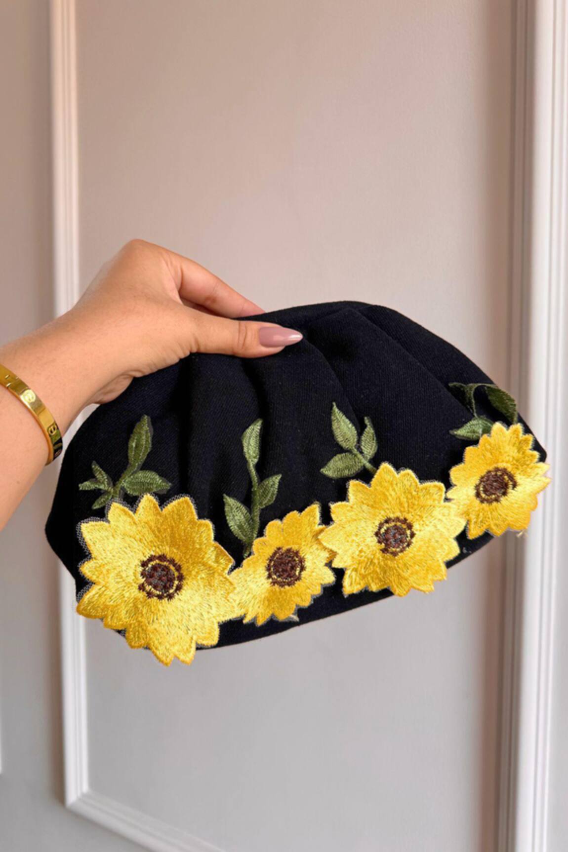 Boxwish By Bhumika 3D Applique Floral Black Bag 