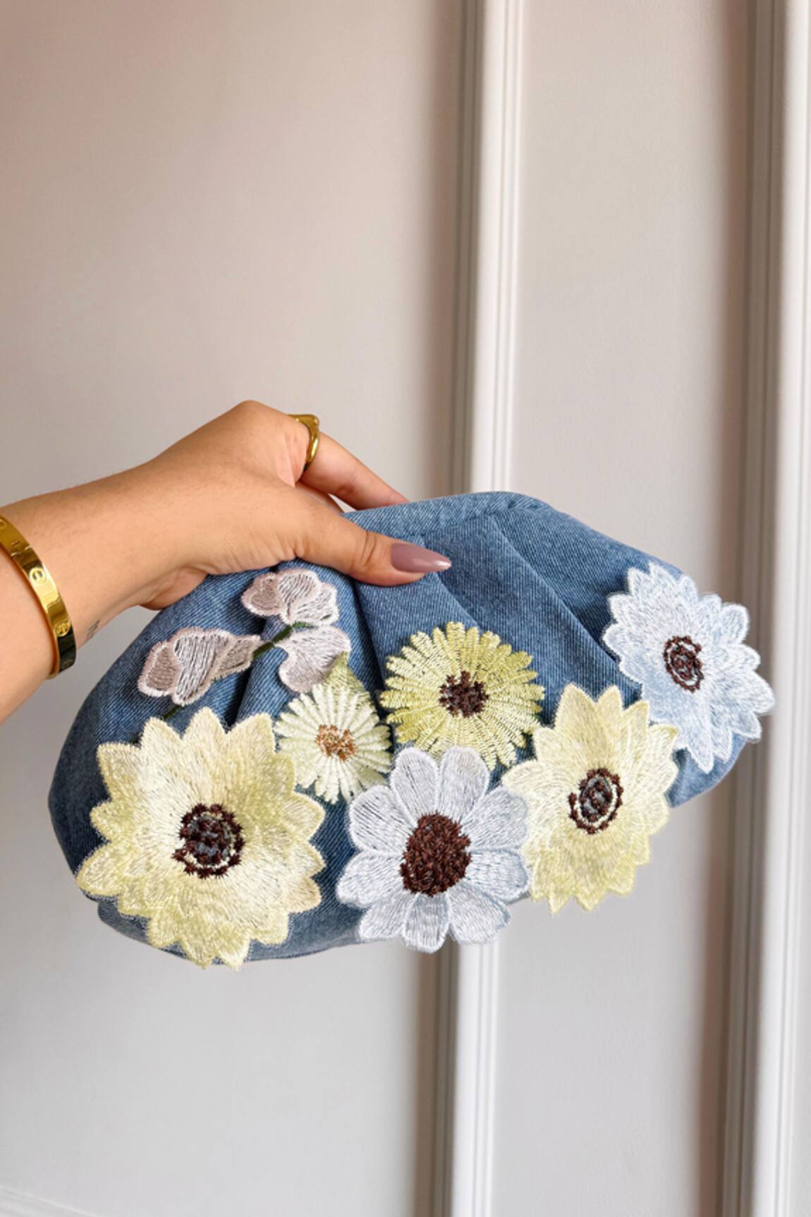 Boxwish By Bhumika 3D Applique Flora Denim Bag 