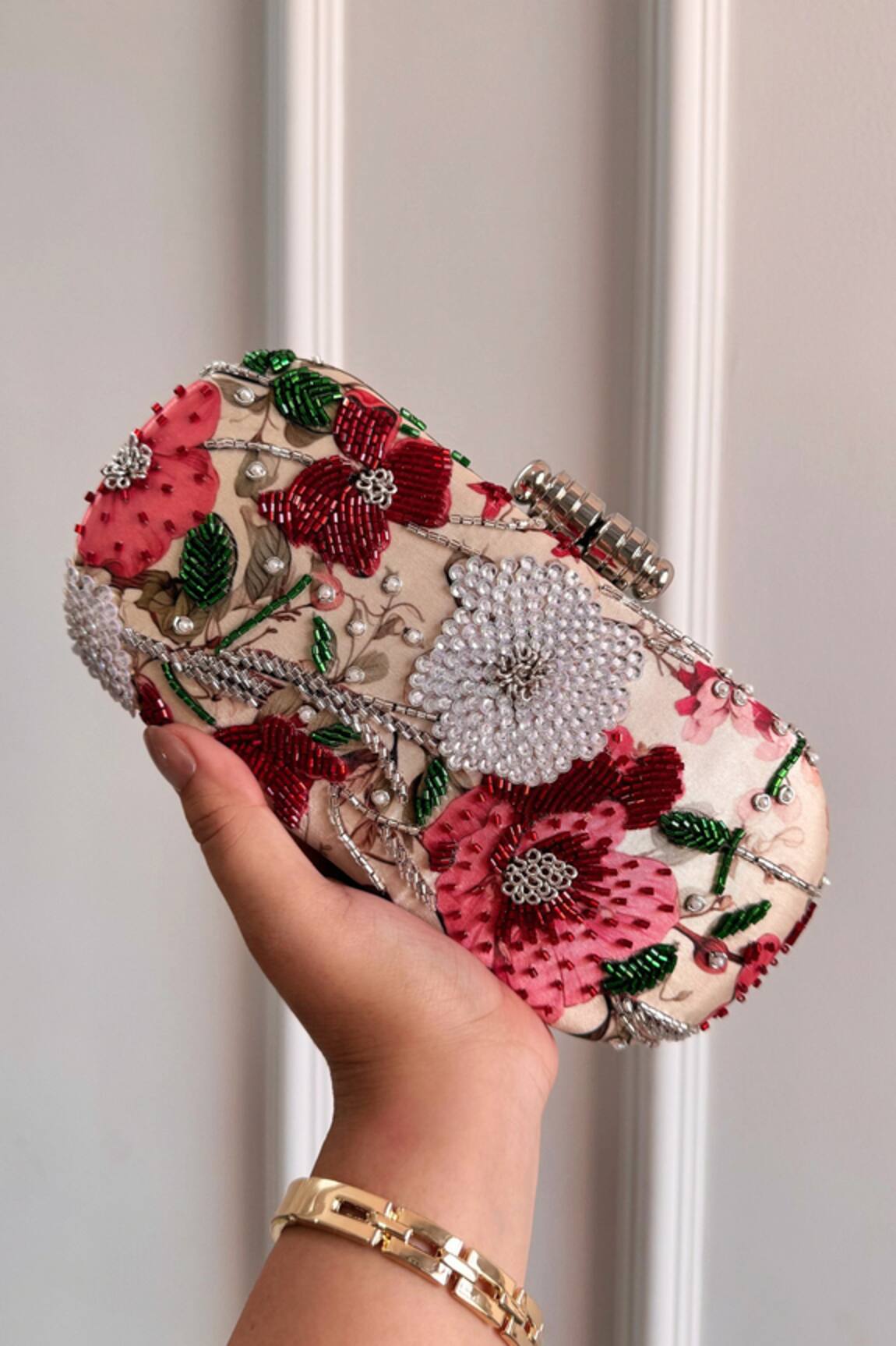 Boxwish By Bhumika Blossom Applique Handwork Clutch Bag 