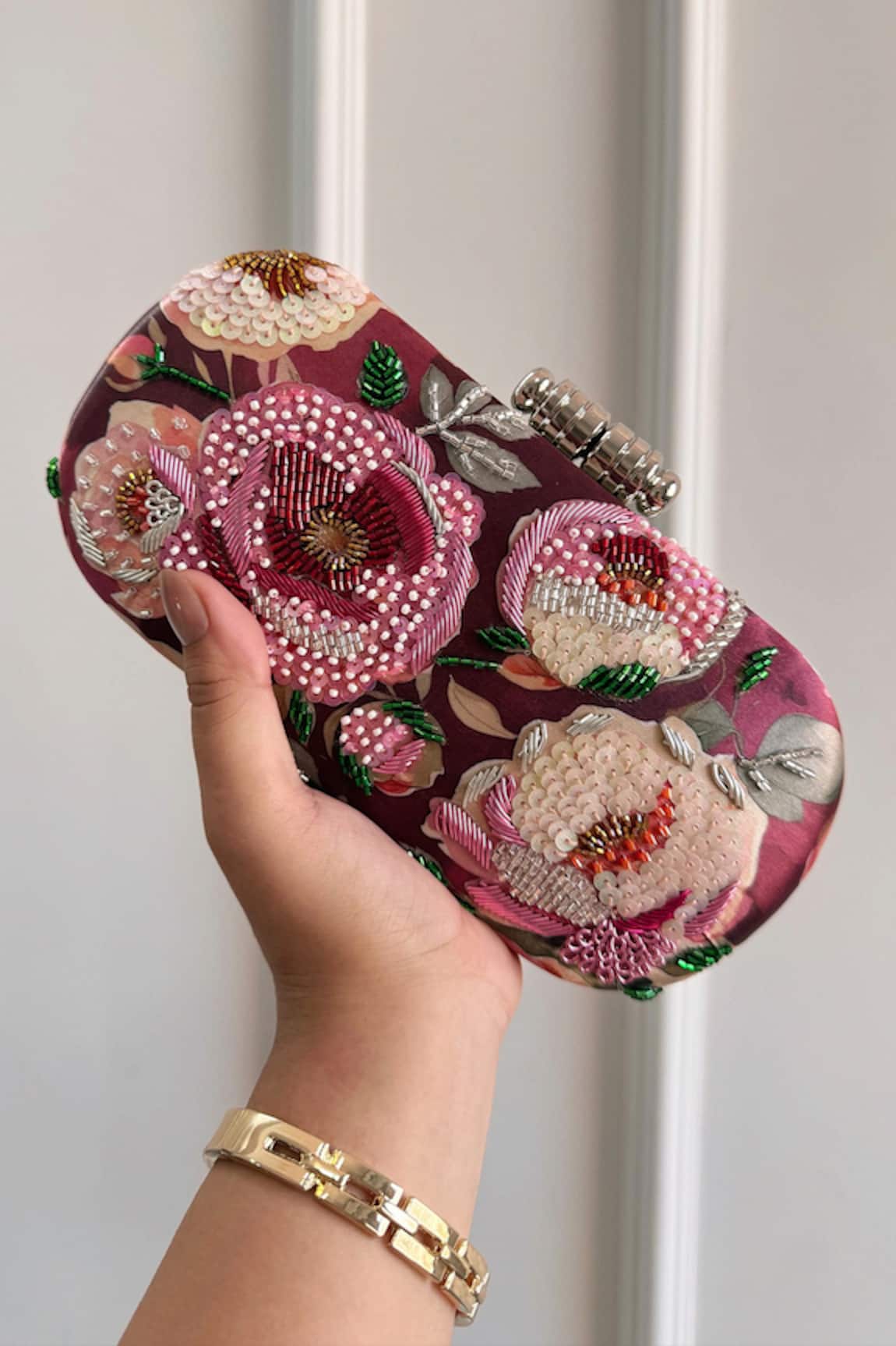 Boxwish By Bhumika Blossom Applique Handwork Clutch Bag 