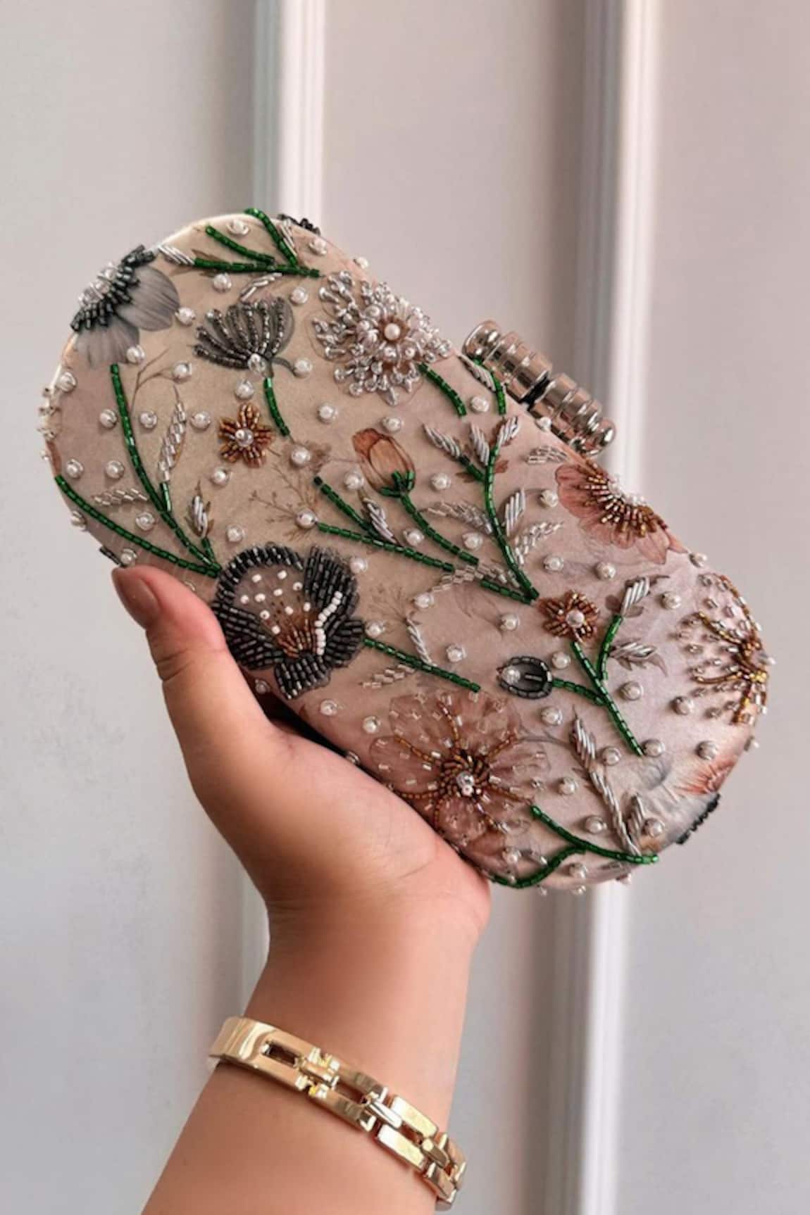 Boxwish By Bhumika Blossom Applique Handwork Clutch Bag 