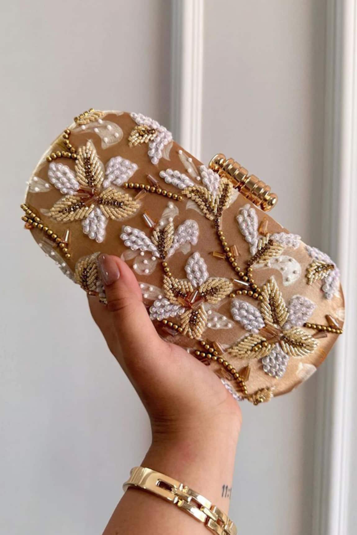 Boxwish By Bhumika Blossom Applique Handwork Clutch Bag 