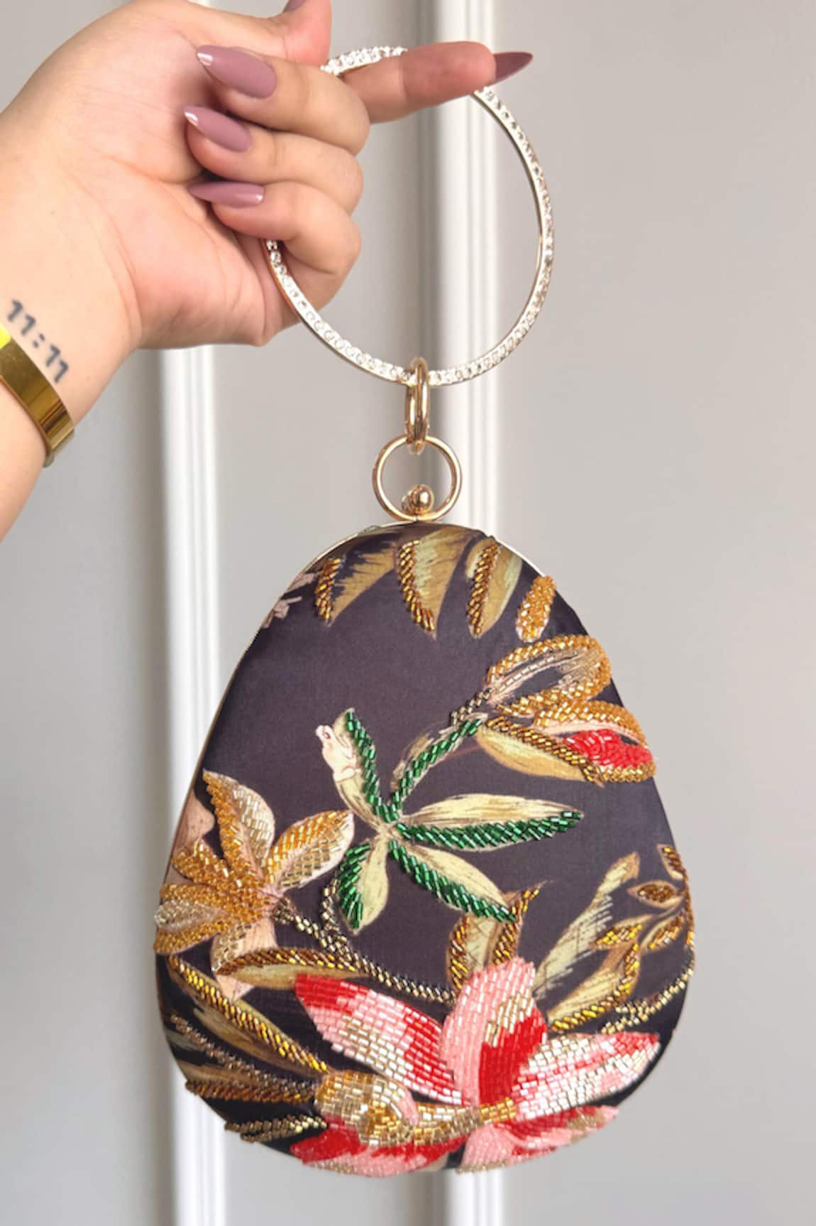 Boxwish By Bhumika Blossom Applique Handwork Clutch Bag 