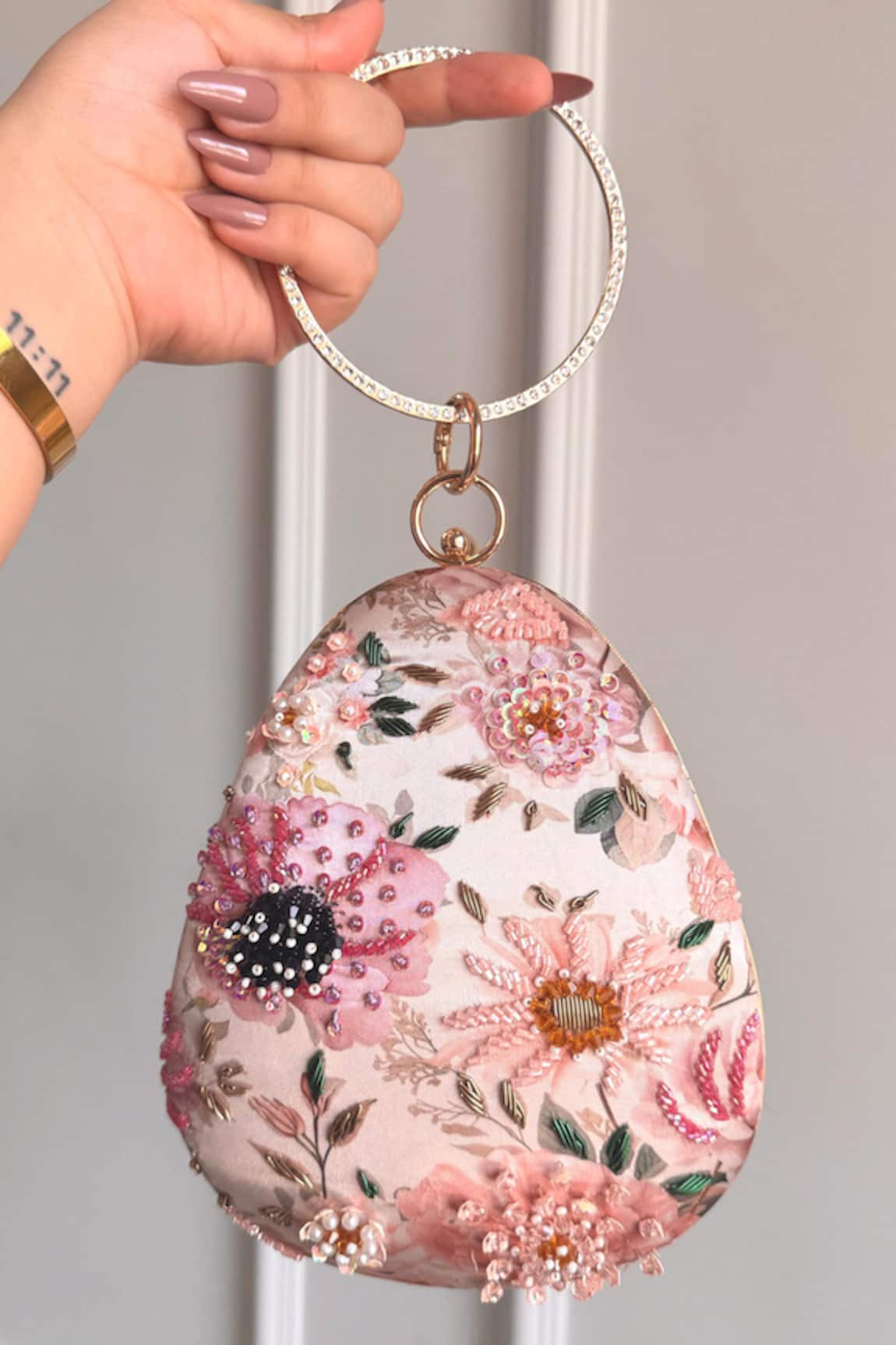 Boxwish By Bhumika Blossom Applique Handwork Clutch Bag 