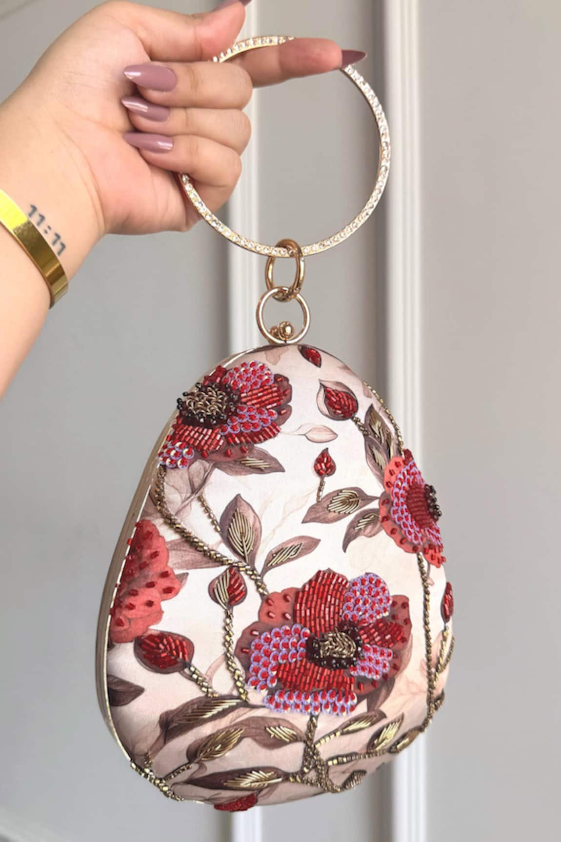 Boxwish By Bhumika Blossom Applique Handwork Clutch Bag 