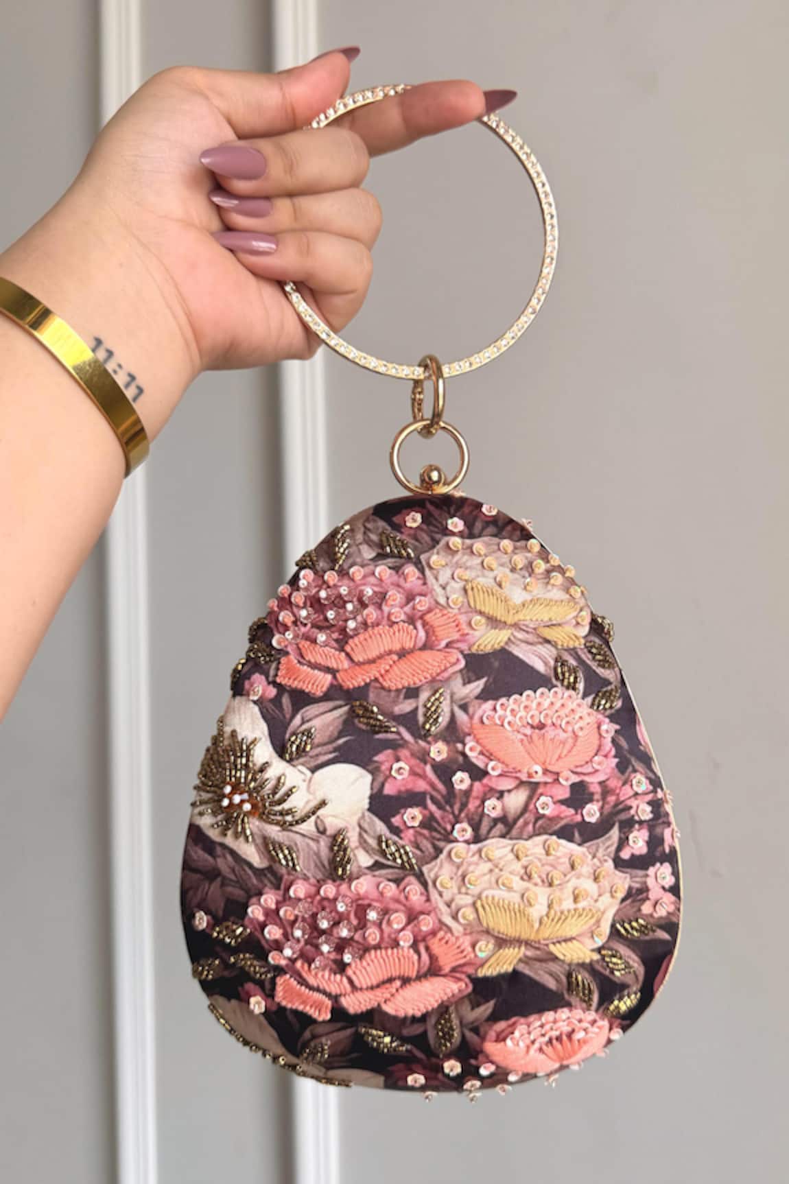 Boxwish By Bhumika Blossom Applique Handwork Clutch Bag 