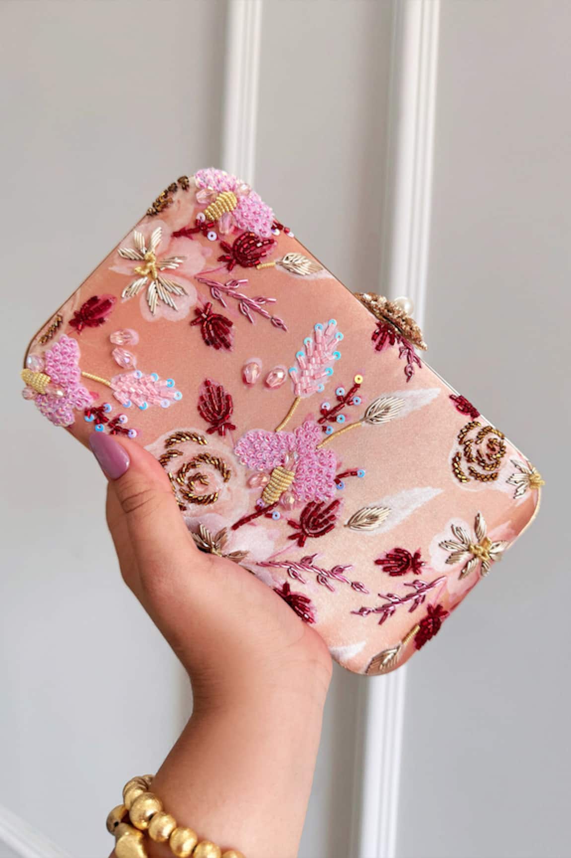 Boxwish By Bhumika Blossom Applique Handwork Clutch Bag 