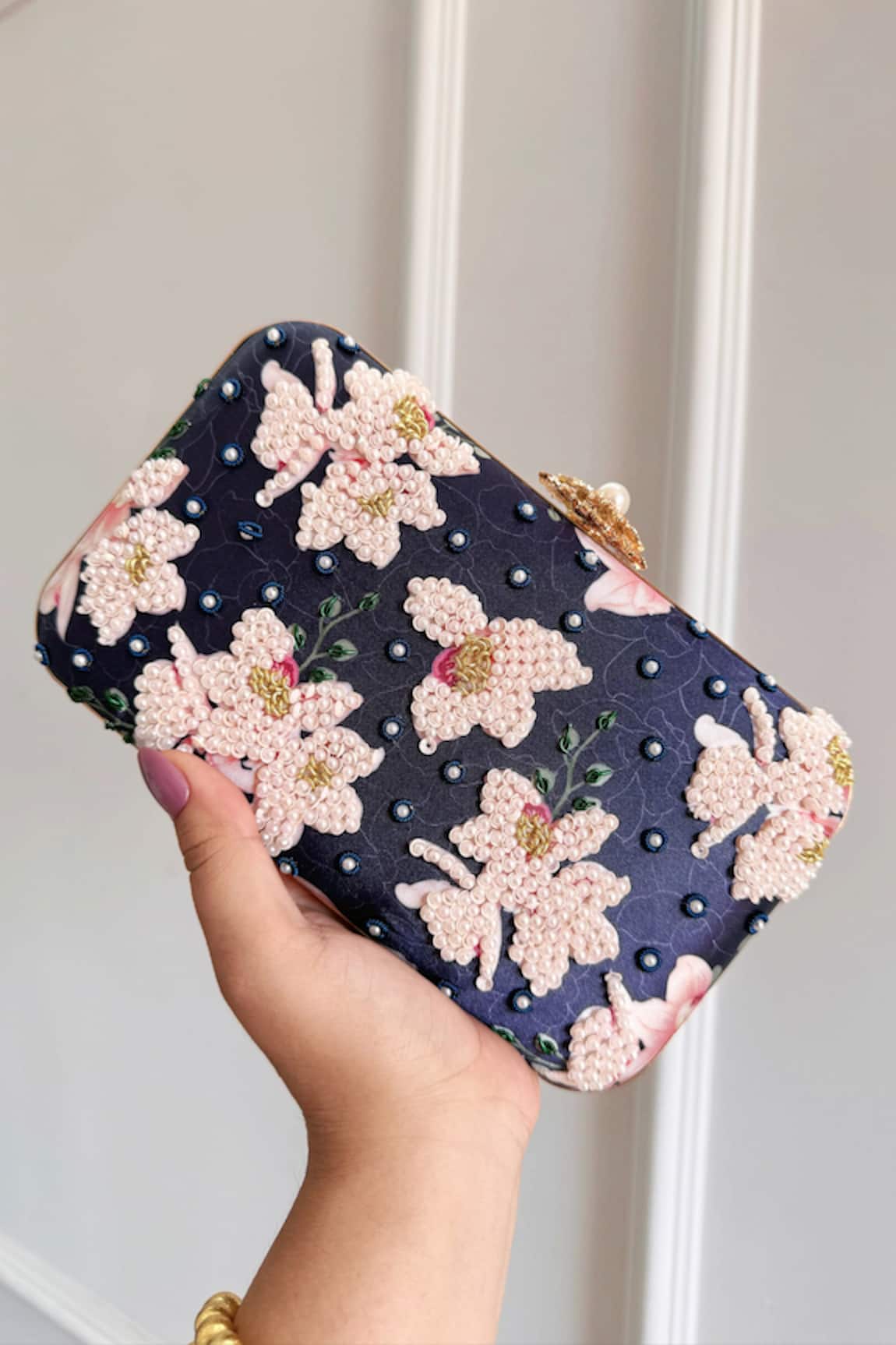Boxwish By Bhumika Blossom Applique Handwork Clutch Bag 