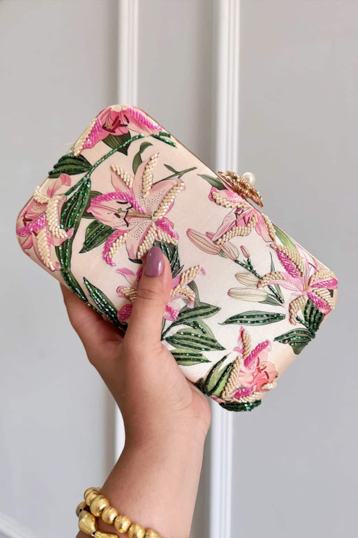 Boxwish By Bhumika Blossom Applique Handwork Clutch Bag 