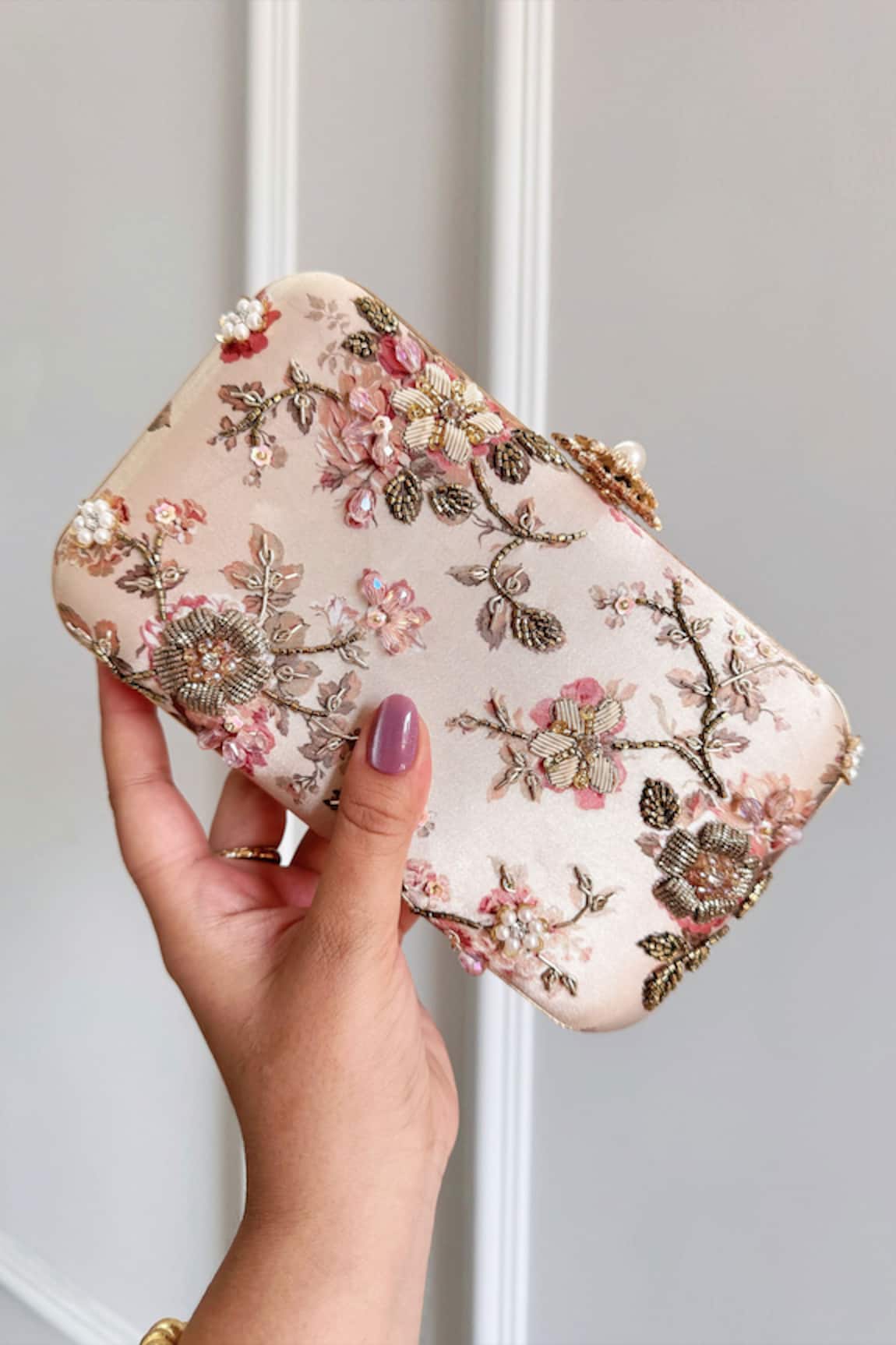 Boxwish By Bhumika Blossom Applique Handwork Clutch Bag 