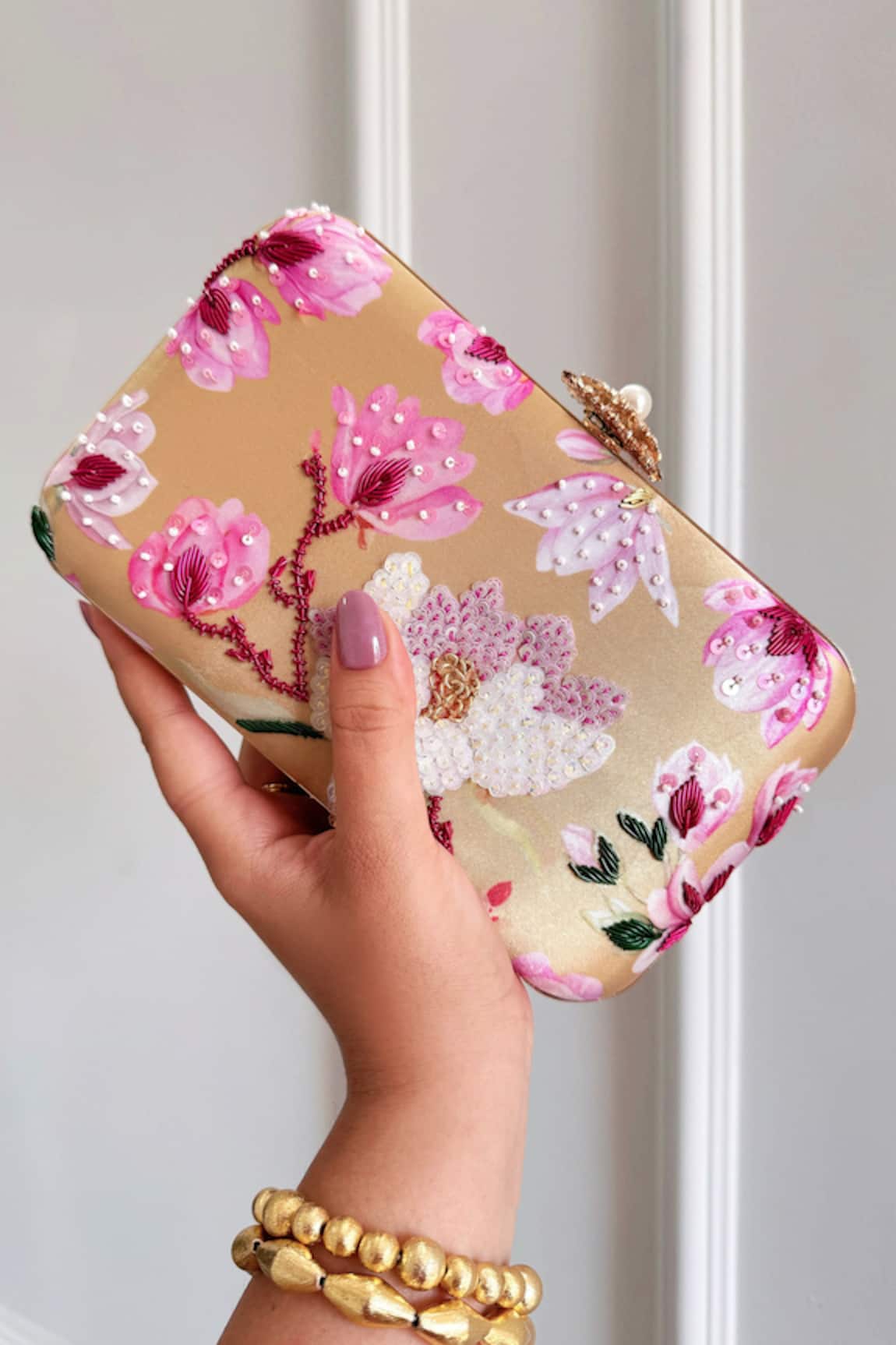 Boxwish By Bhumika Blossom Applique Handwork Clutch Bag 
