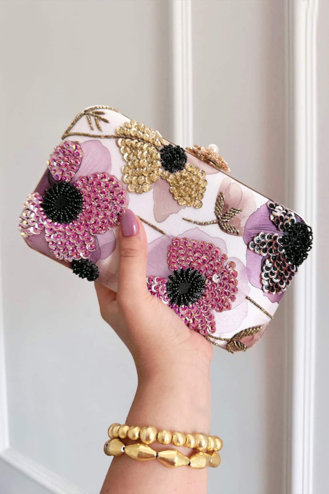 Boxwish By Bhumika Blossom Applique Handwork Clutch  