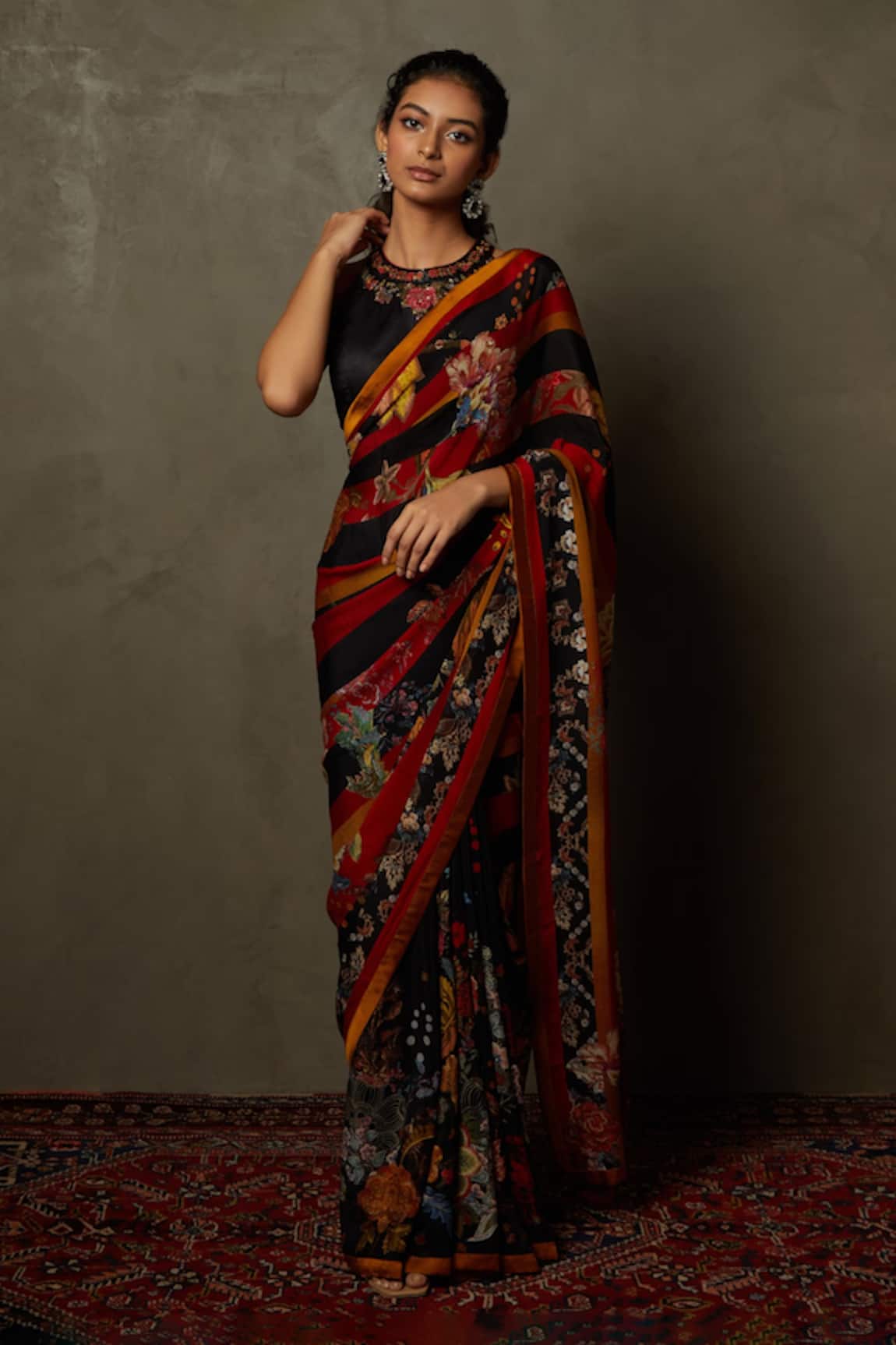 RI.Ritu Kumar Floral Embroidered Saree With Blouse 