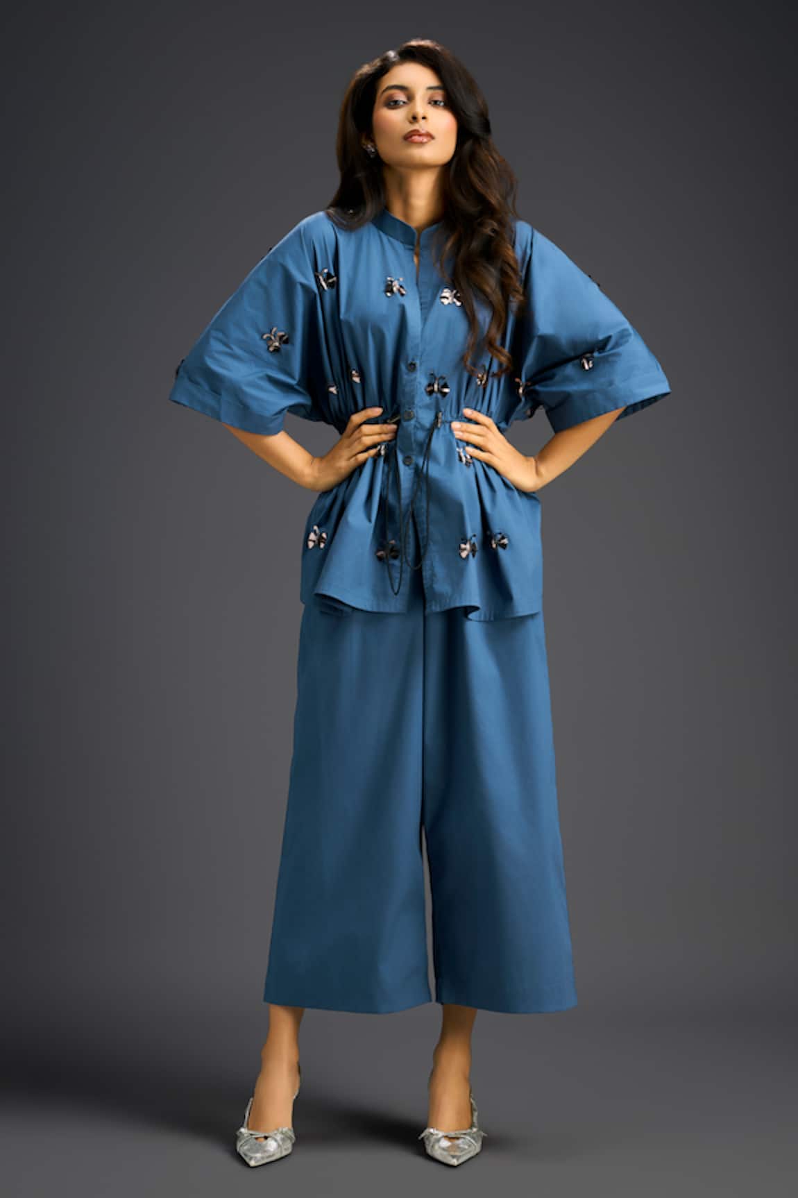 Deepika Arora Designer Blue Cotton Shirt & Pant Set 
