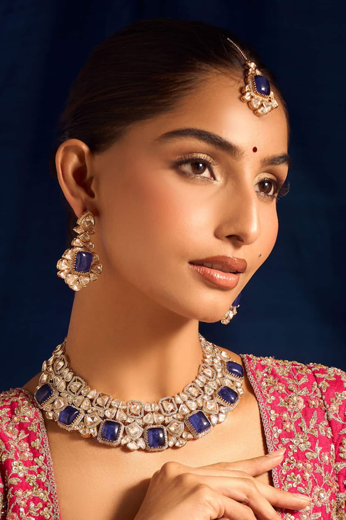 Nazaakat By Samara Singh Kundan Blue Necklace Set