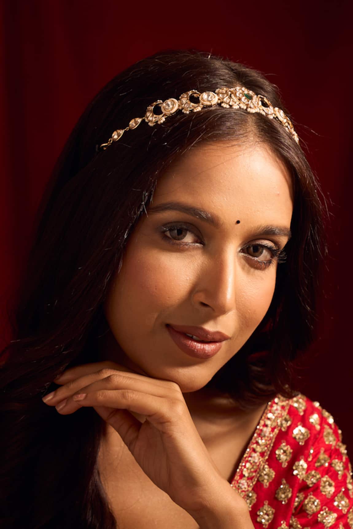 Nazaakat By Samara Singh Kundan Green Brass Mathapatti 