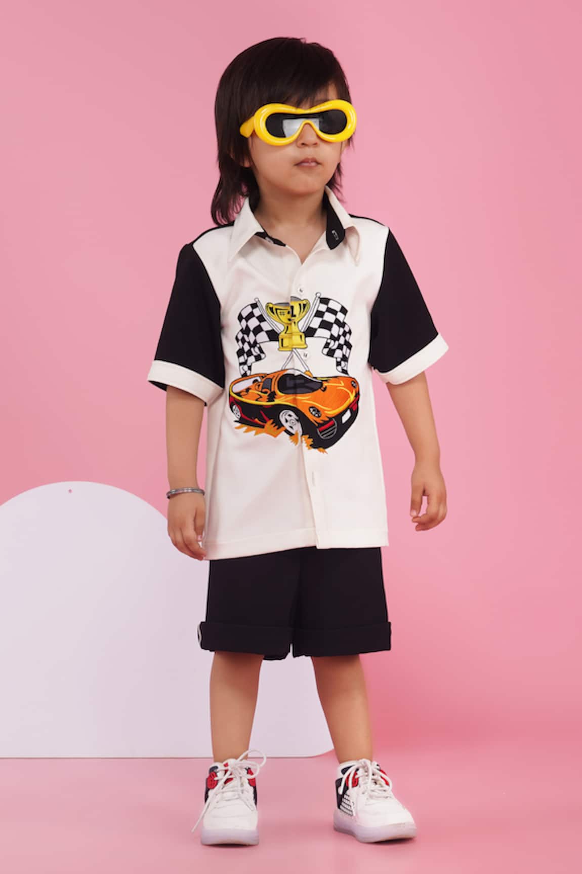 Hoity Moppet Designer Black & White Shirt & Shorts Set 