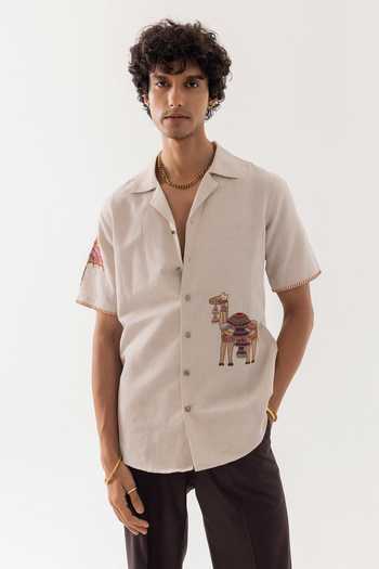 PAARSH Embroidered Rajasthani Linen Shirt 