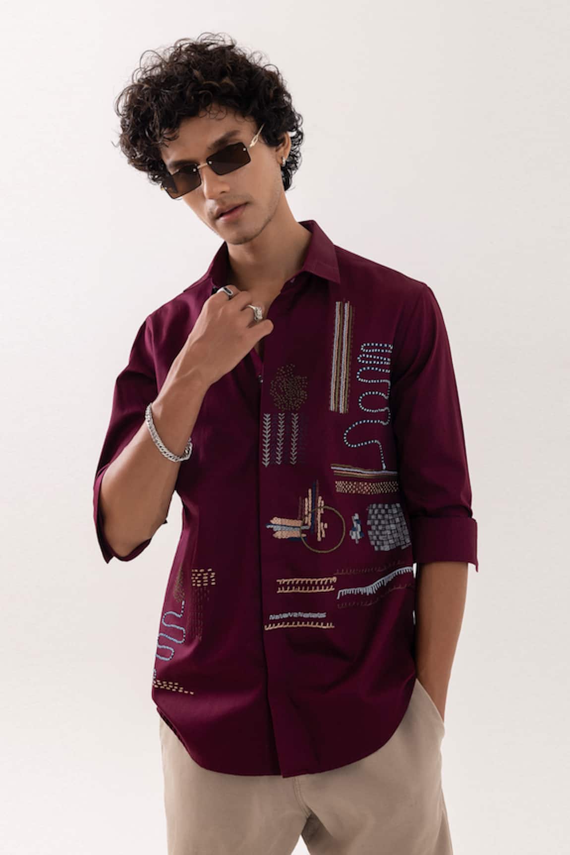 Paarsh Designer Red Wine Shirt 