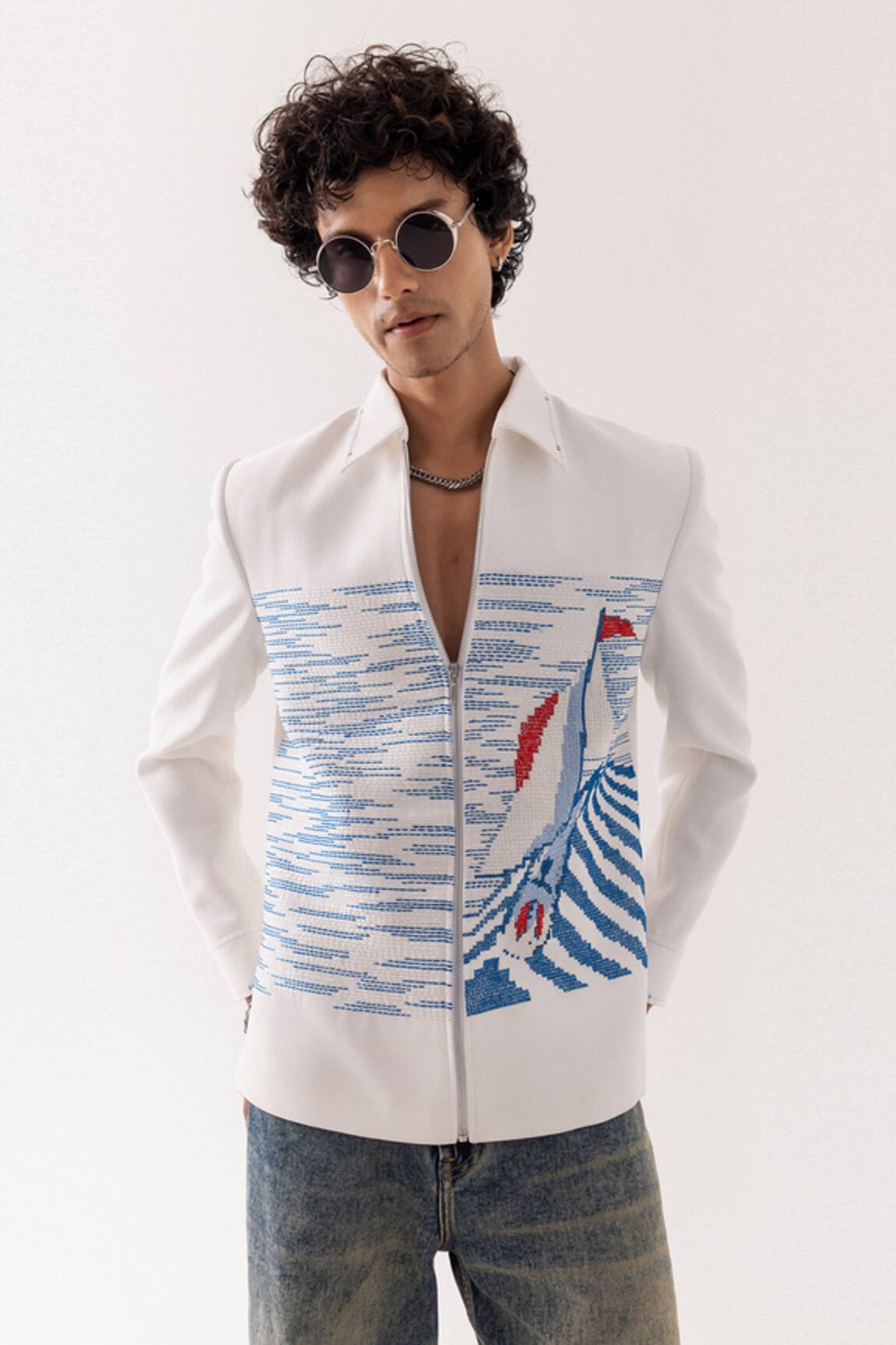 PAARSH Voyage Thread Ivory Denim Jacket 