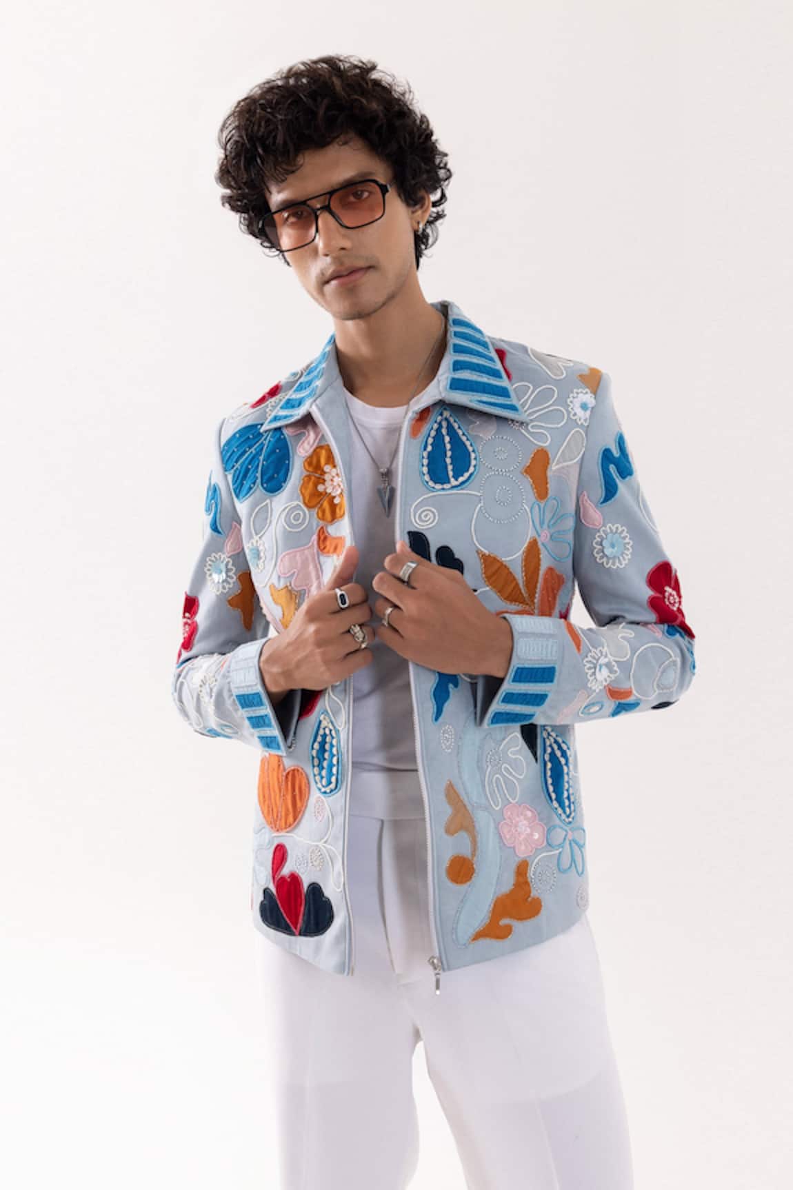 PAARSH Ice Blue Suede Designer Jacket 