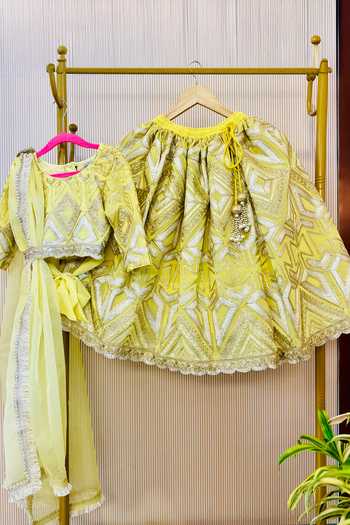 Rage Attire-Sweta Saria Lemon Yellow Designer Lehenga Set 