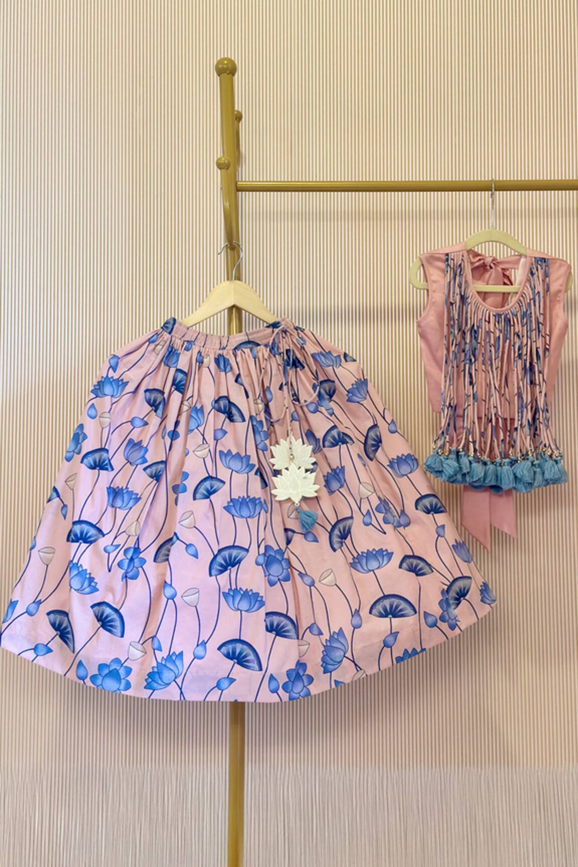 Rage Attire-Sweta Saria Peach Floral Print Lehenga Set