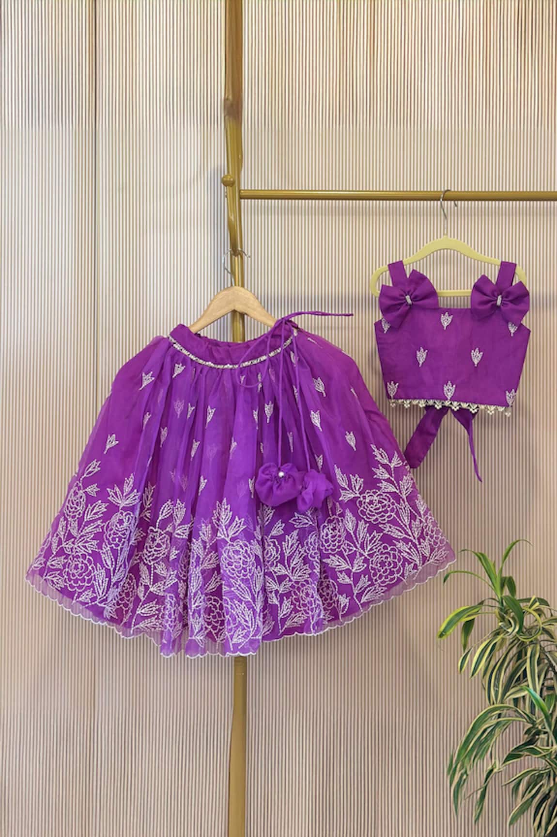 Rage Attire-Sweta Saria Purple Organza Silk Lehenga & Blouse Set 