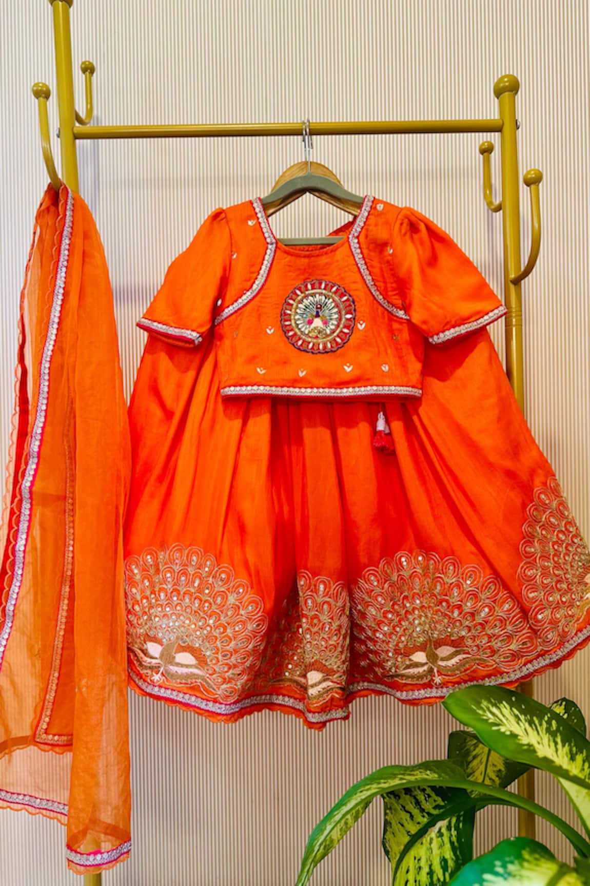 Rage Attire-Sweta Saria Orange Embroidered Lehenga Set 